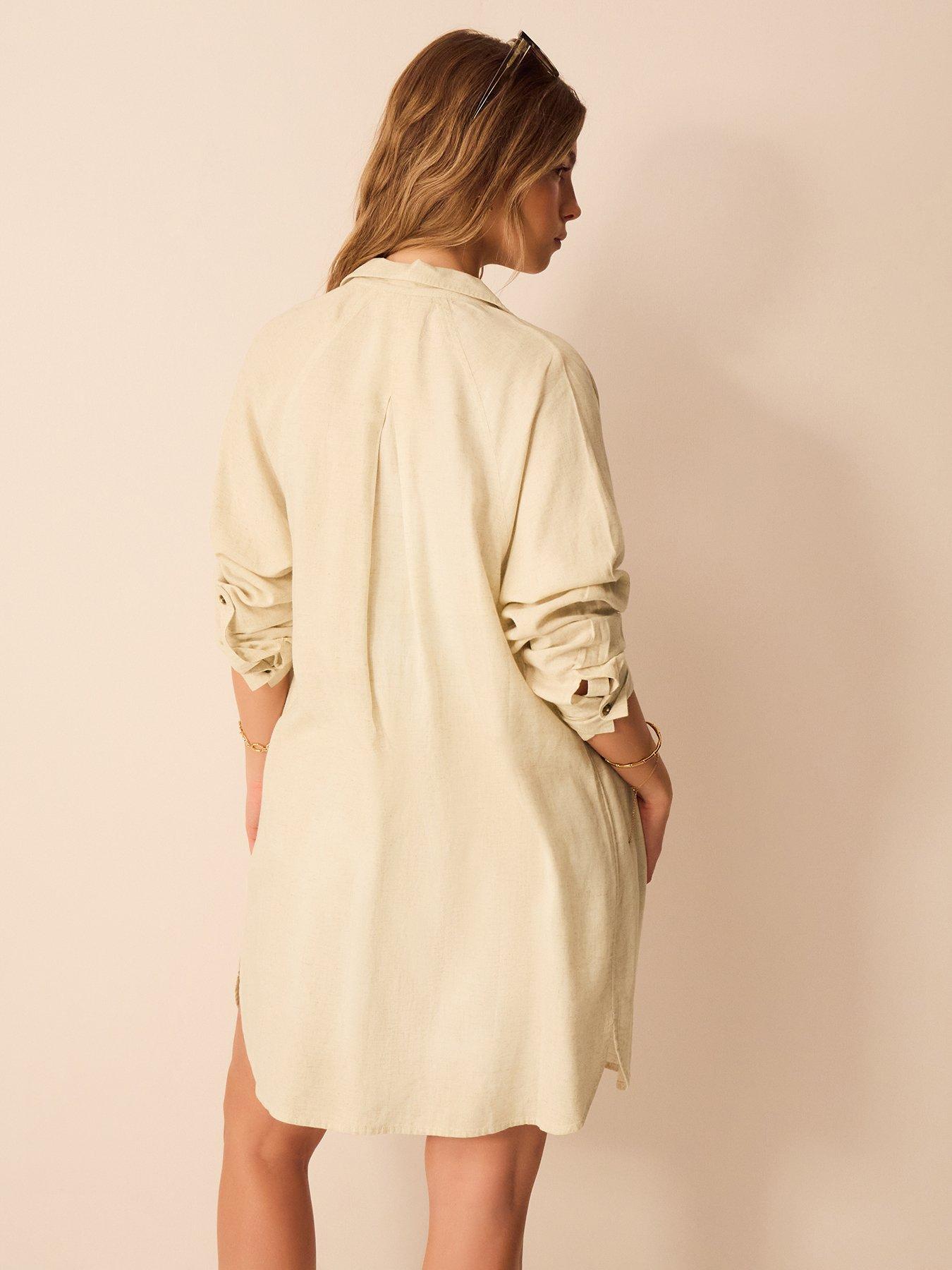 Image 2 of 4 of Accessorize Lace Trim Beach Cover Up Shirt - Brown