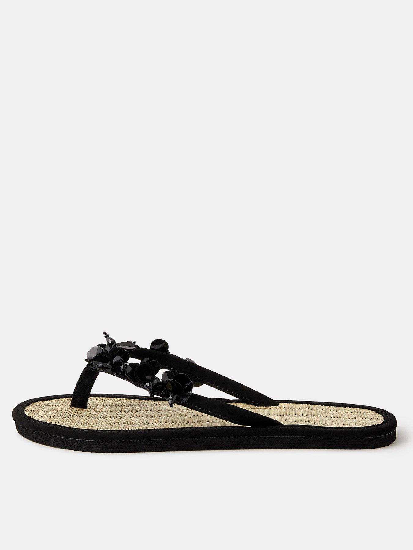 Accessorize Sequin Embellished Seagrass Flip Flops