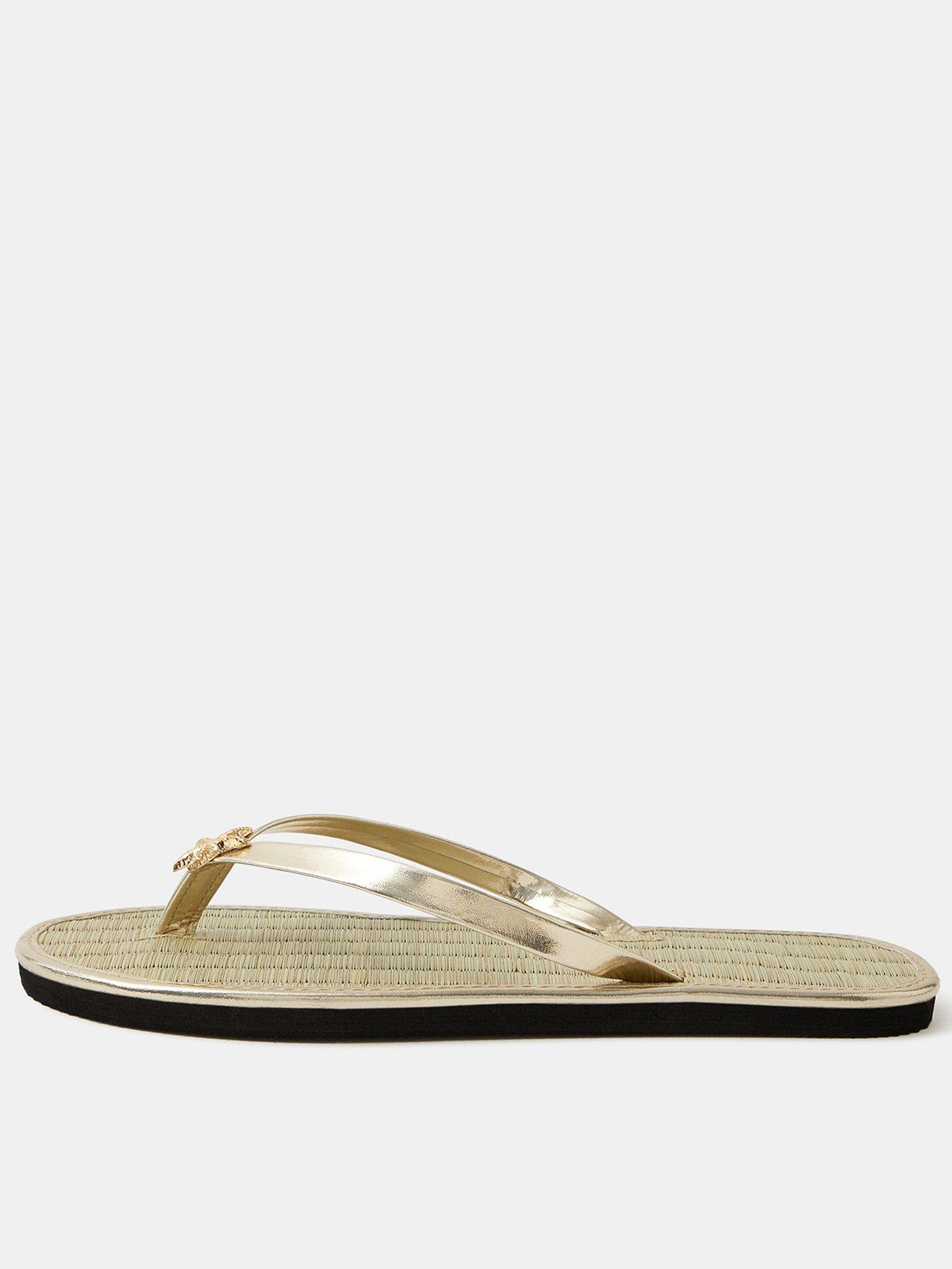 Accessorize Starfish Metallic Seagrass Flip Flops - Gold