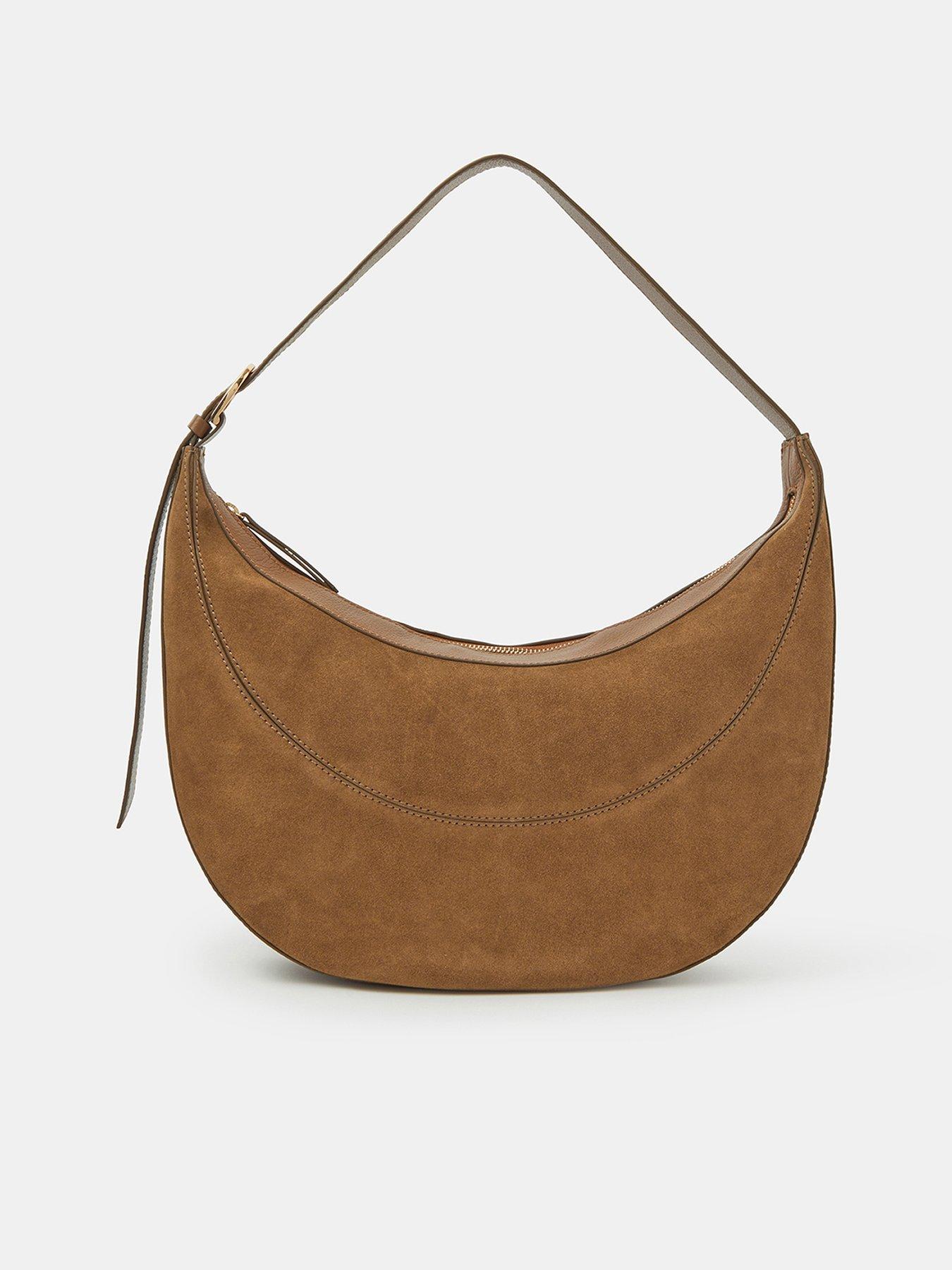 Accessorize Scoop Suede Shoulder Bag - Brown