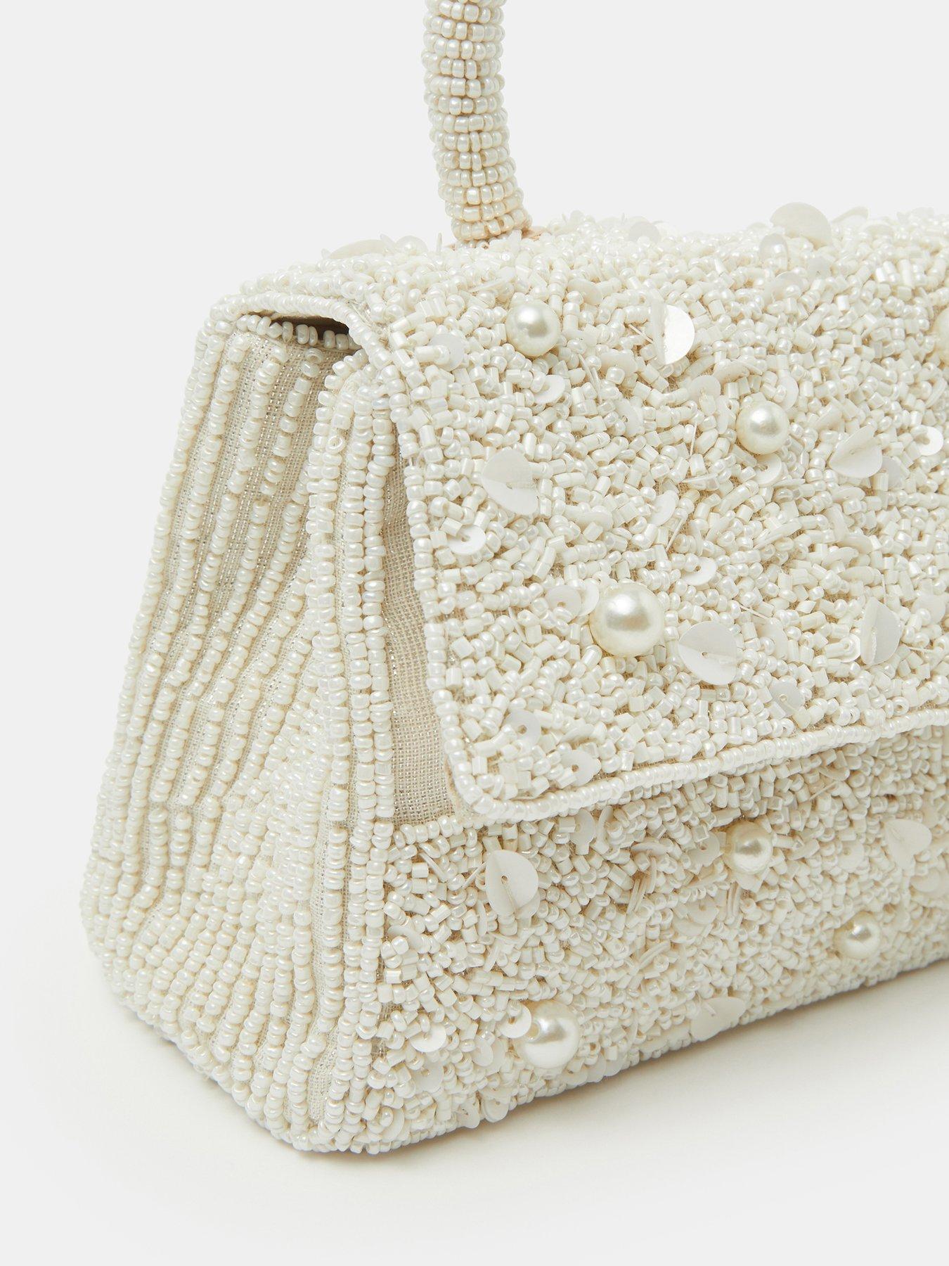 Image 4 of 5 of Accessorize Pearl Beaded Handheld Bag - Cream