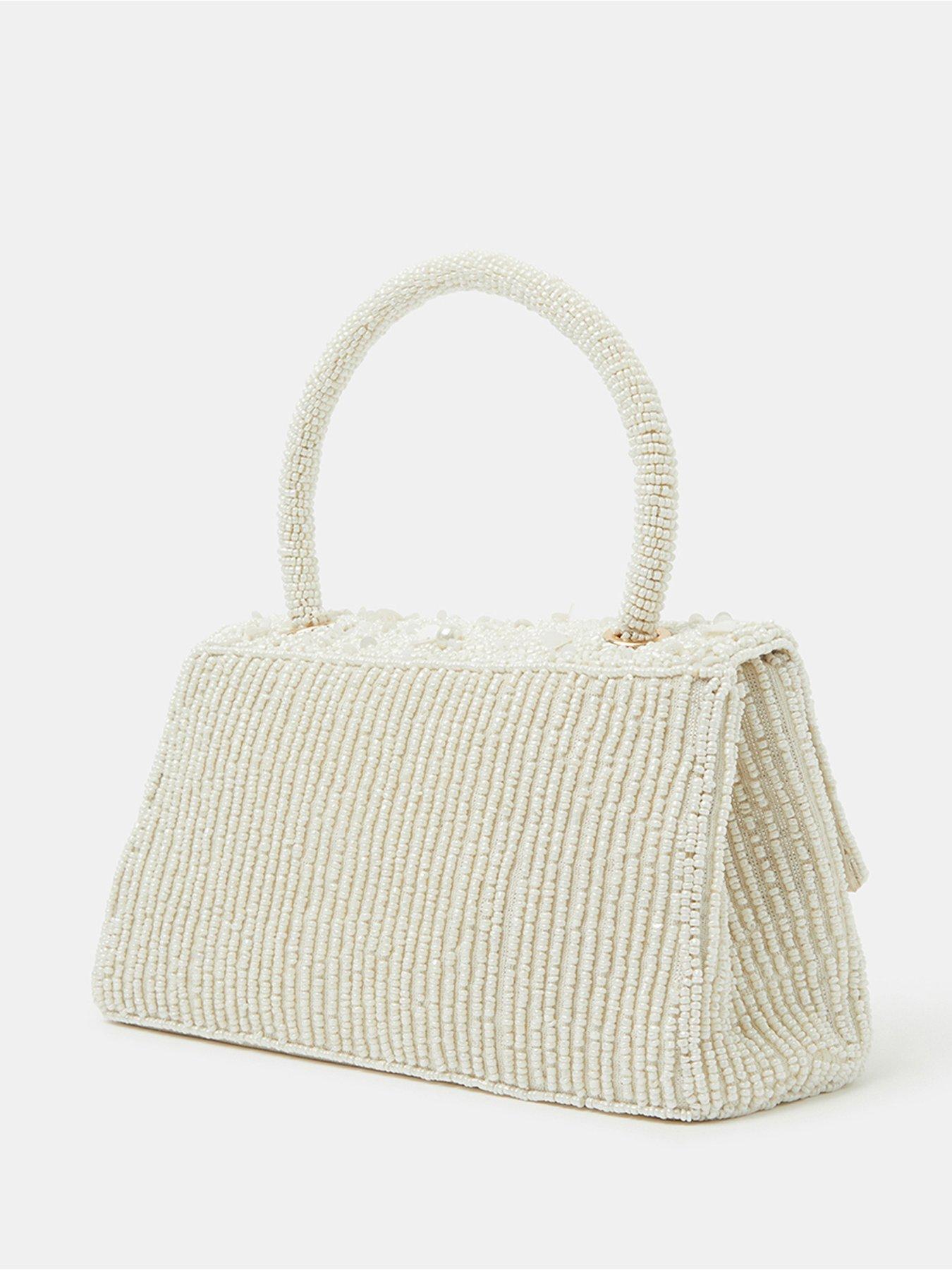 Image 5 of 5 of Accessorize Pearl Beaded Handheld Bag - Cream