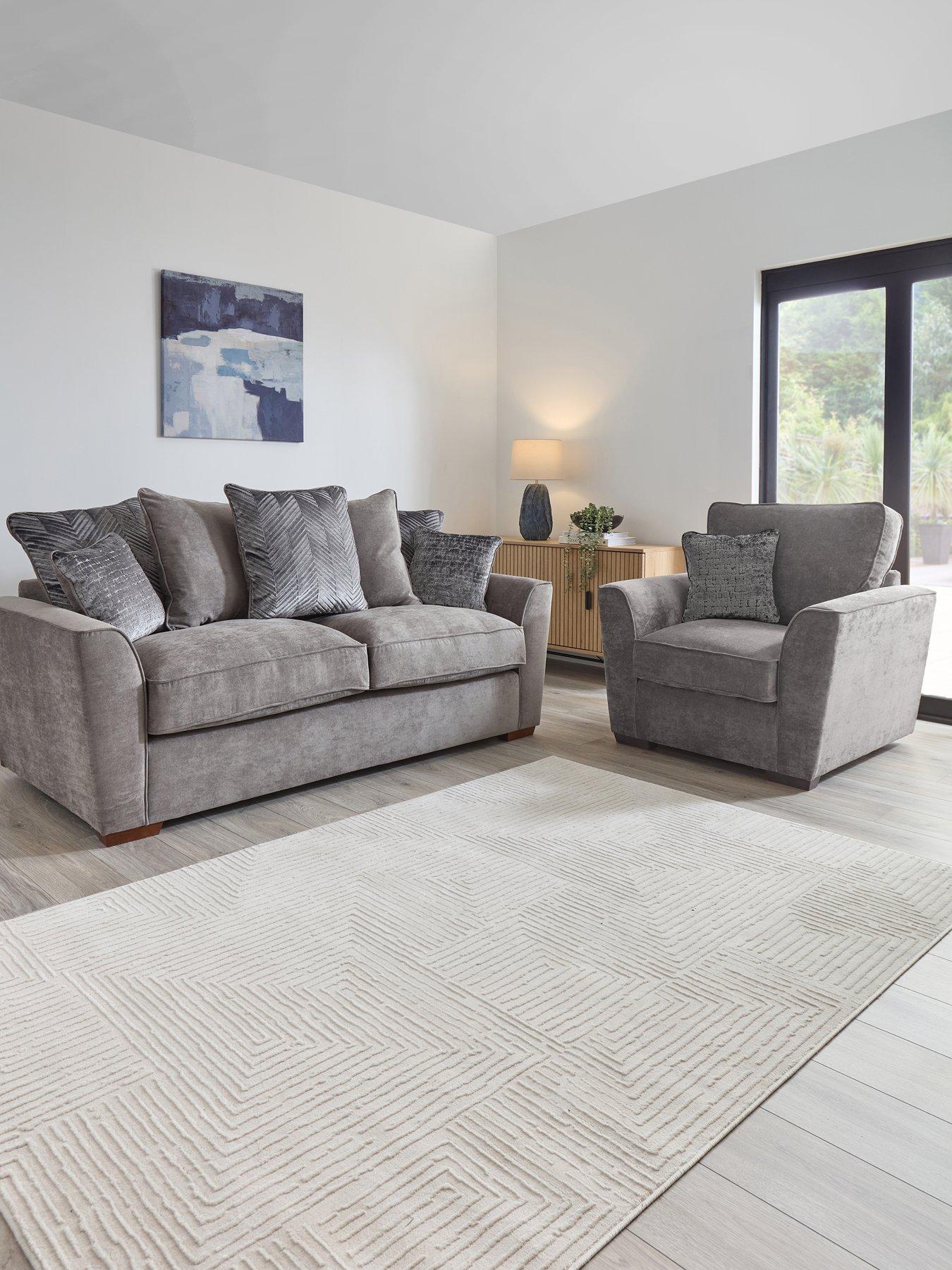 The Very Collection Roulette 3 Seater Fabric Sofa + Chair Set