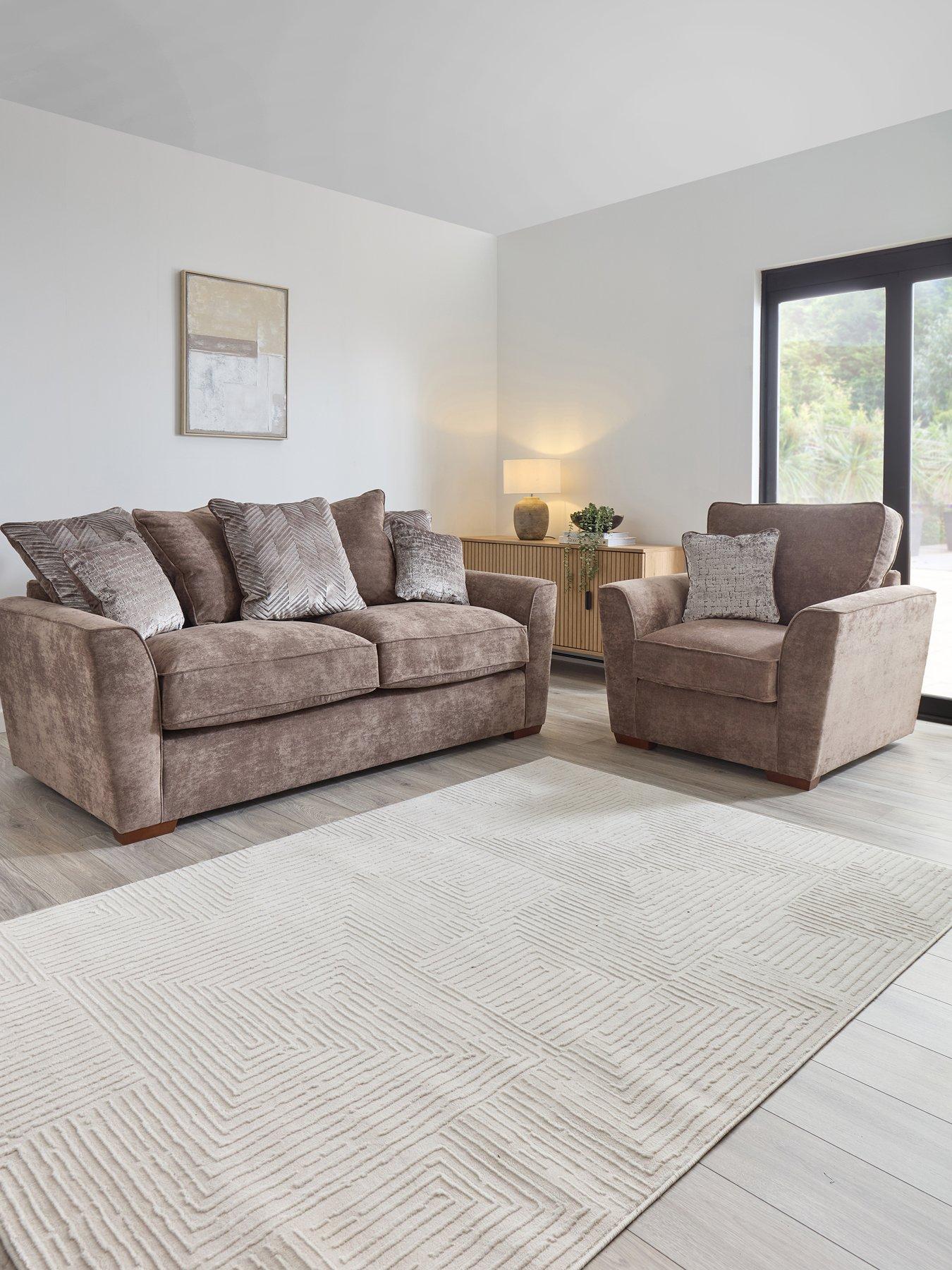 The Very Collection Roulette 3 Seater Fabric Sofa + Chair Set