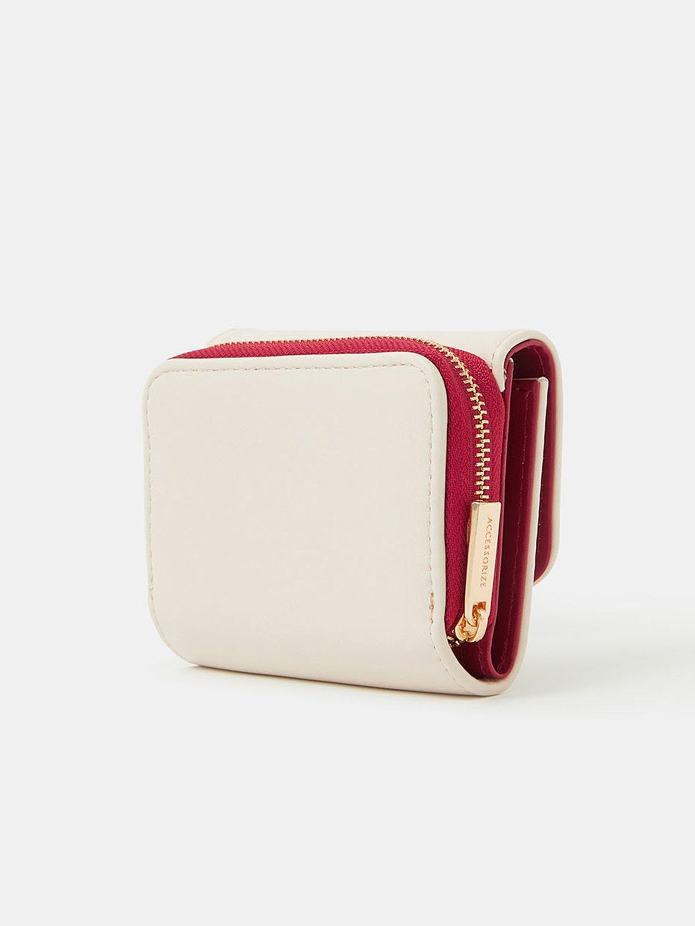 Image 2 of 3 of Accessorize Double Heart Faux Leather Purse - Cream
