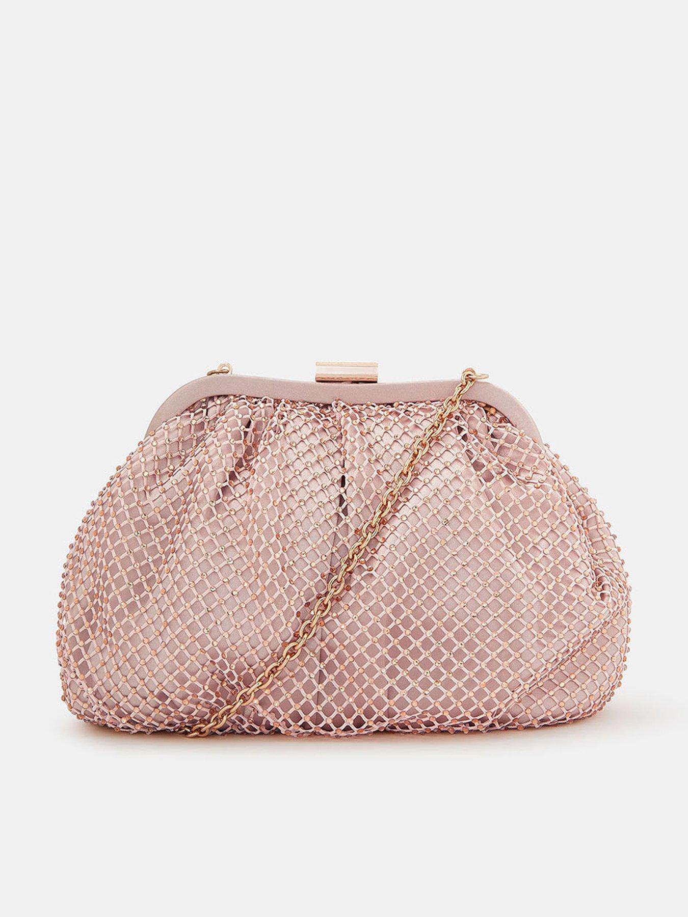 Accessorize Sequin Clip Frame Clutch Bag - Pink