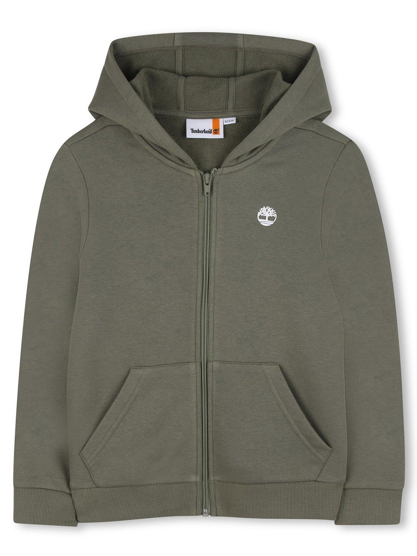 Timberland Boys Zip Through Hoodie, Khaki, Size 8 Years