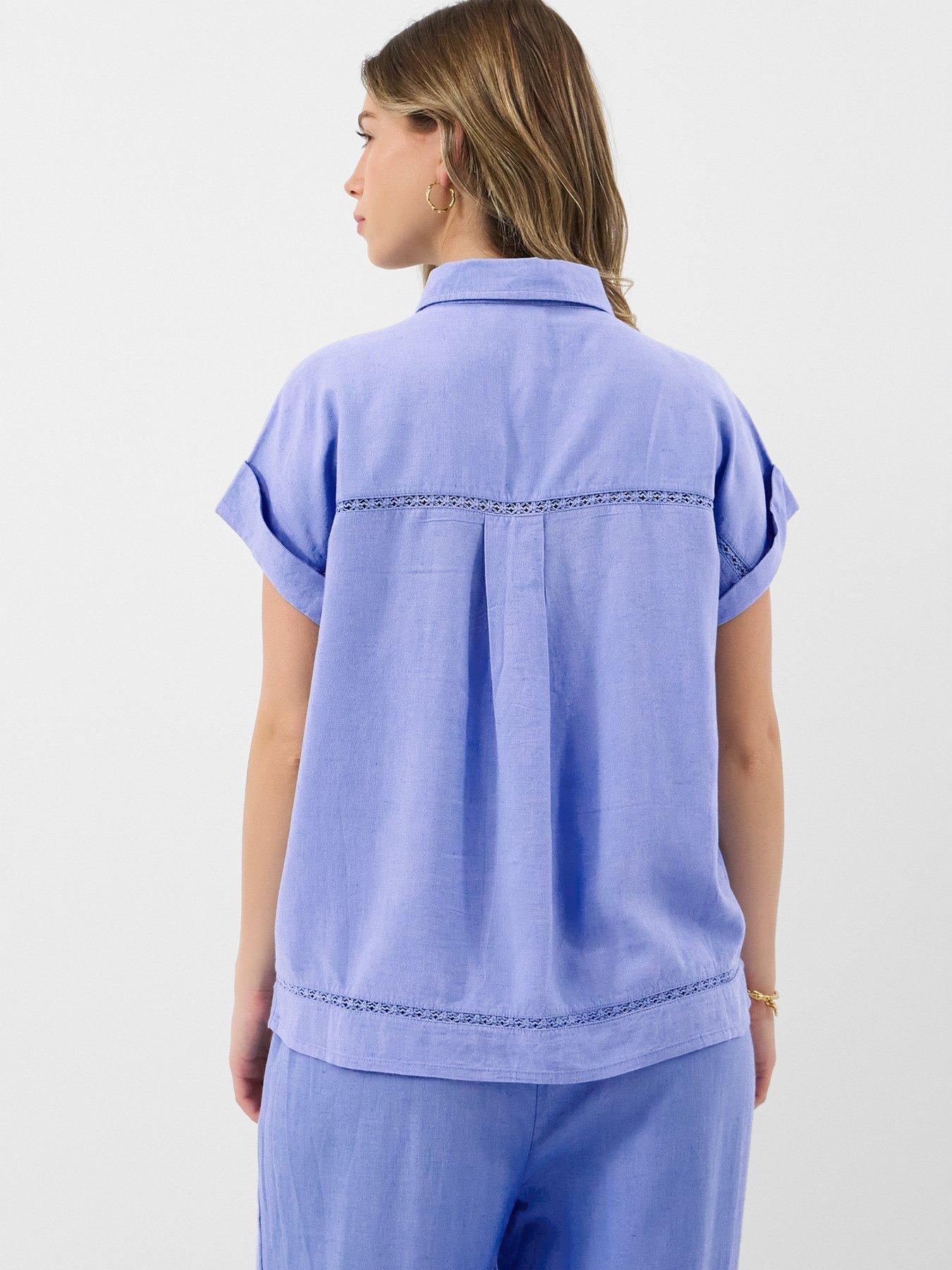 Image 2 of 5 of Accessorize Lace Trim Linen Shirt
