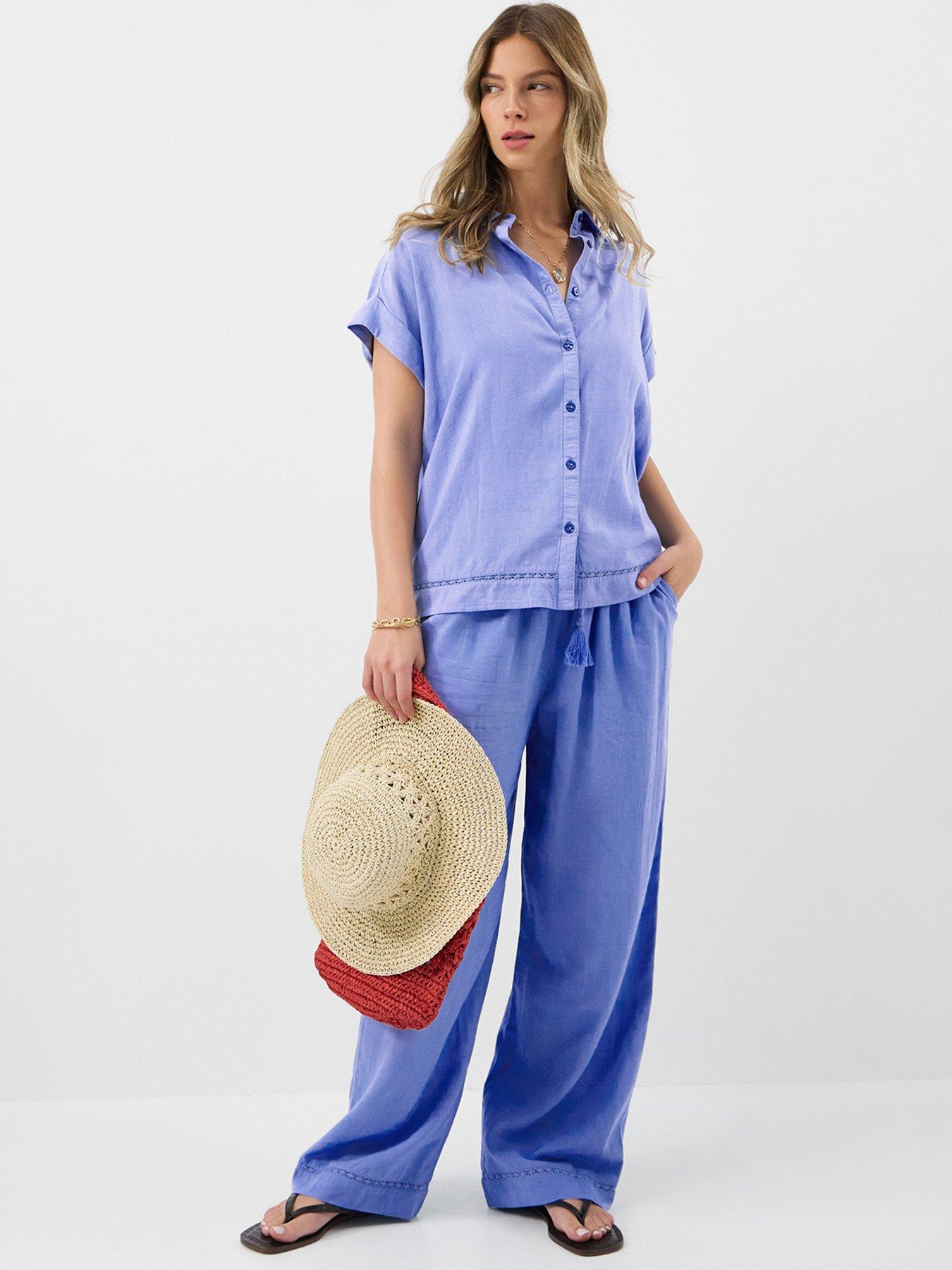 Image 3 of 5 of Accessorize Lace Trim Linen Shirt