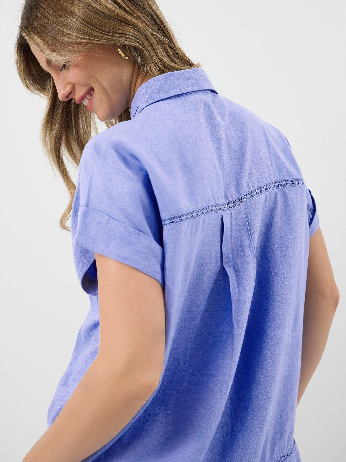 Image 4 of 5 of Accessorize Lace Trim Linen Shirt