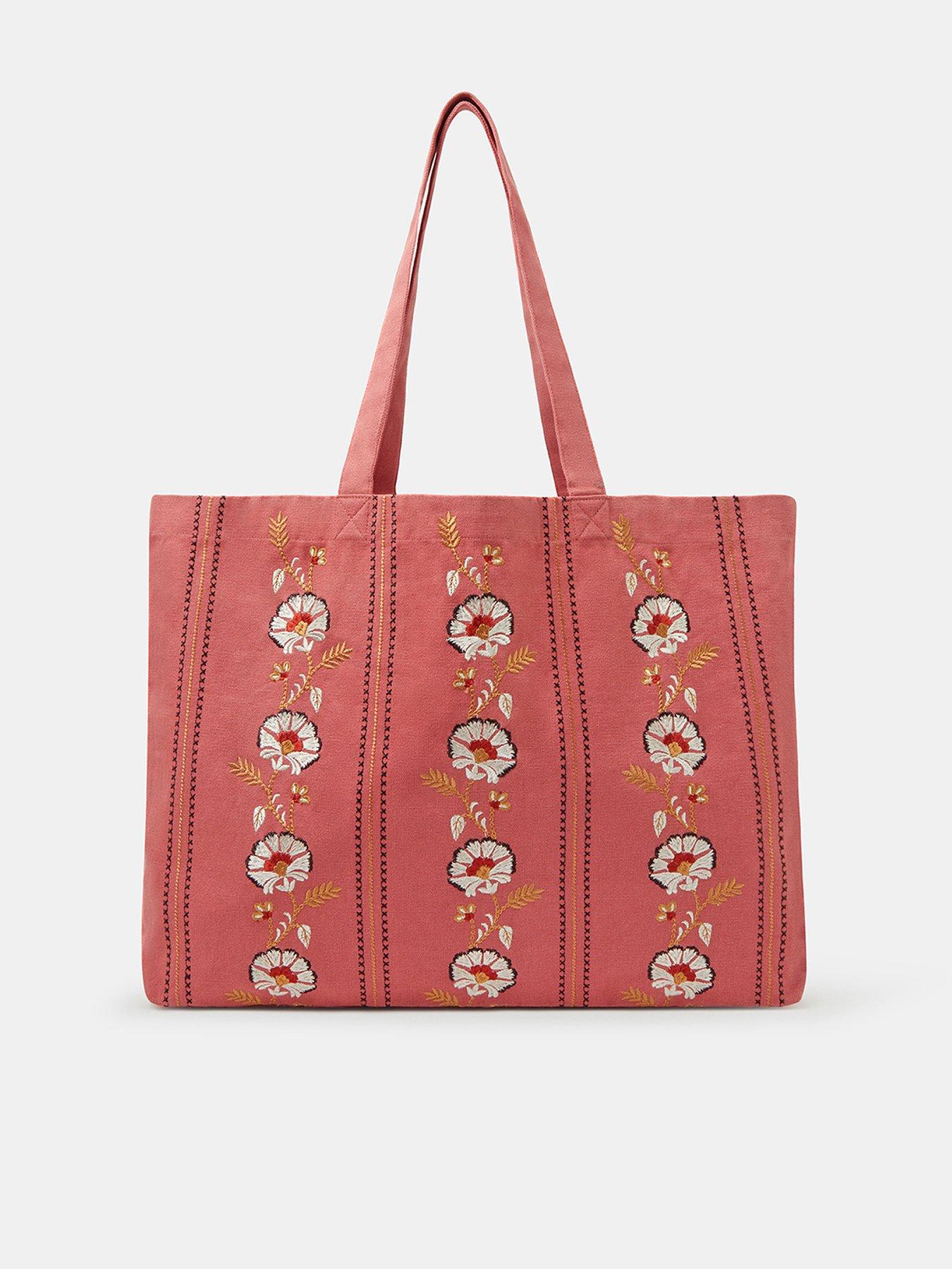 Accessorize Floral Embroidered Shopper Bag - Pink