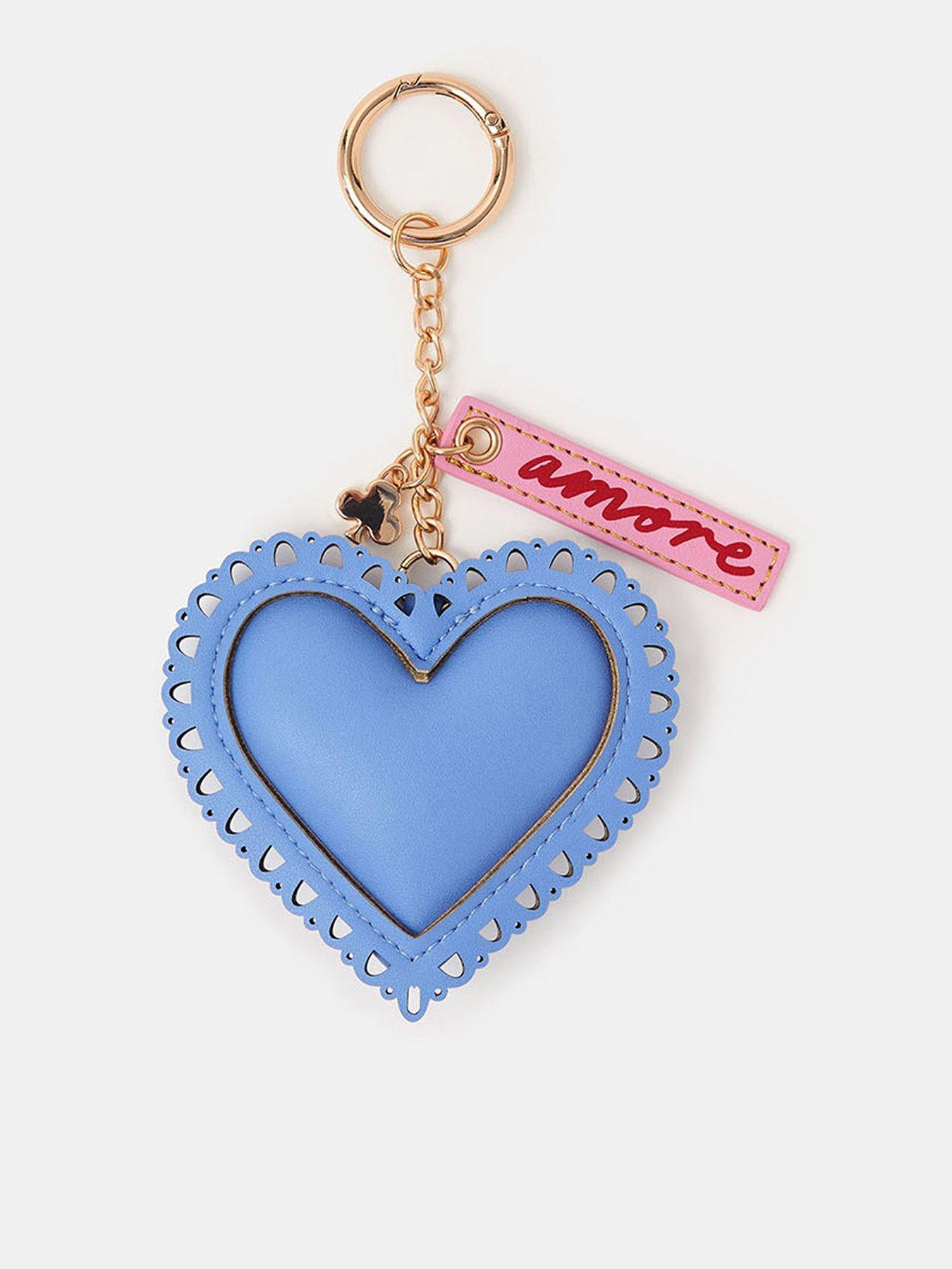Accessorize Heart Bag Charm - Blue