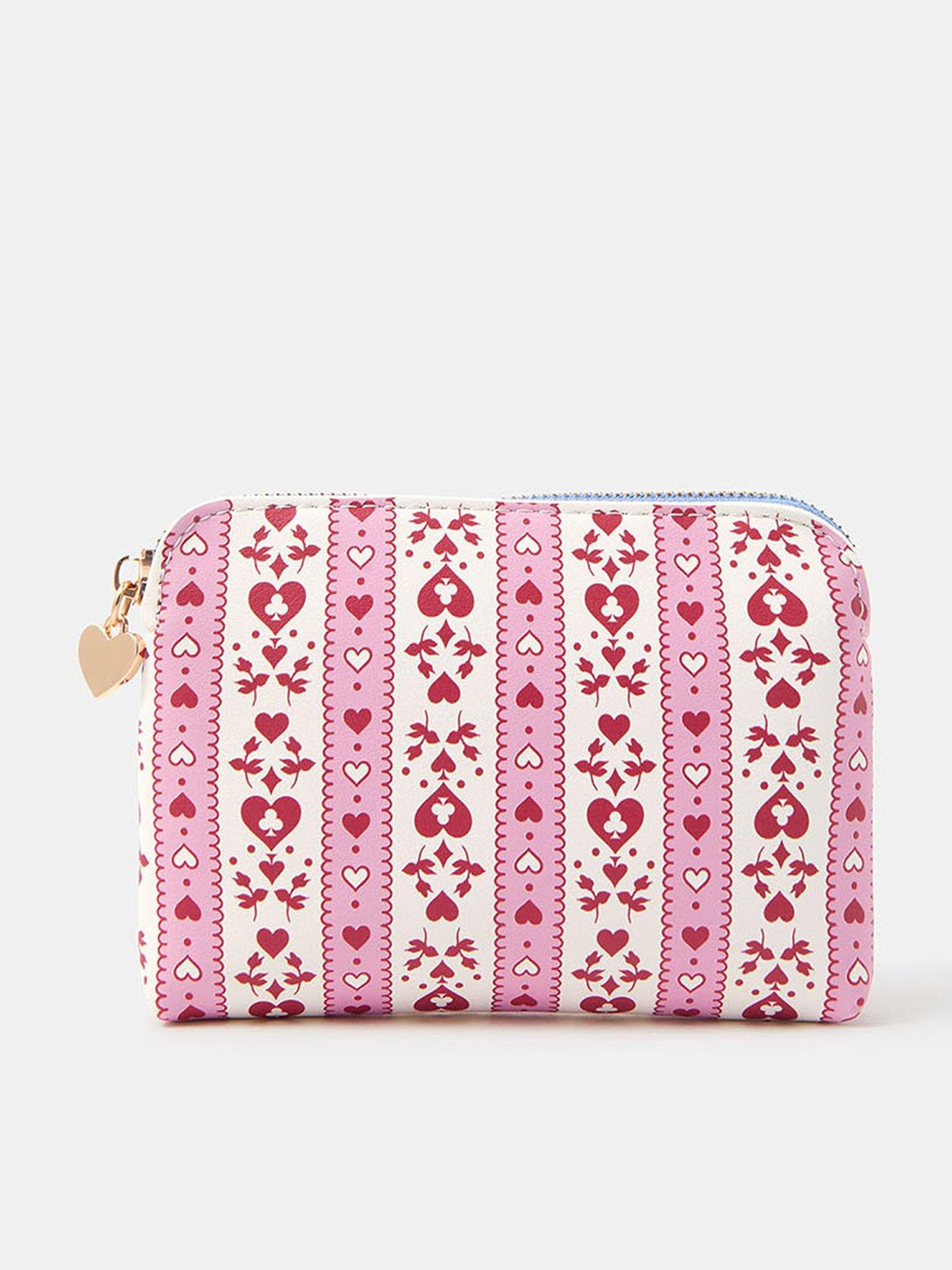 Image 1 of 3 of Accessorize Heart Stripe Coin Purse - Pink