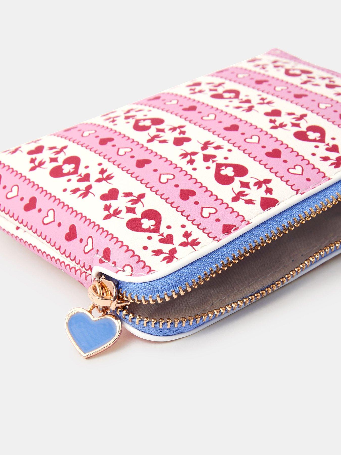 Image 3 of 3 of Accessorize Heart Stripe Coin Purse - Pink