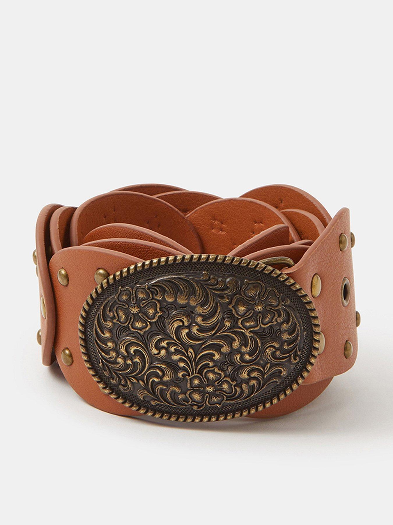 accessorize-western-buckle-oval-disc-belt-brown