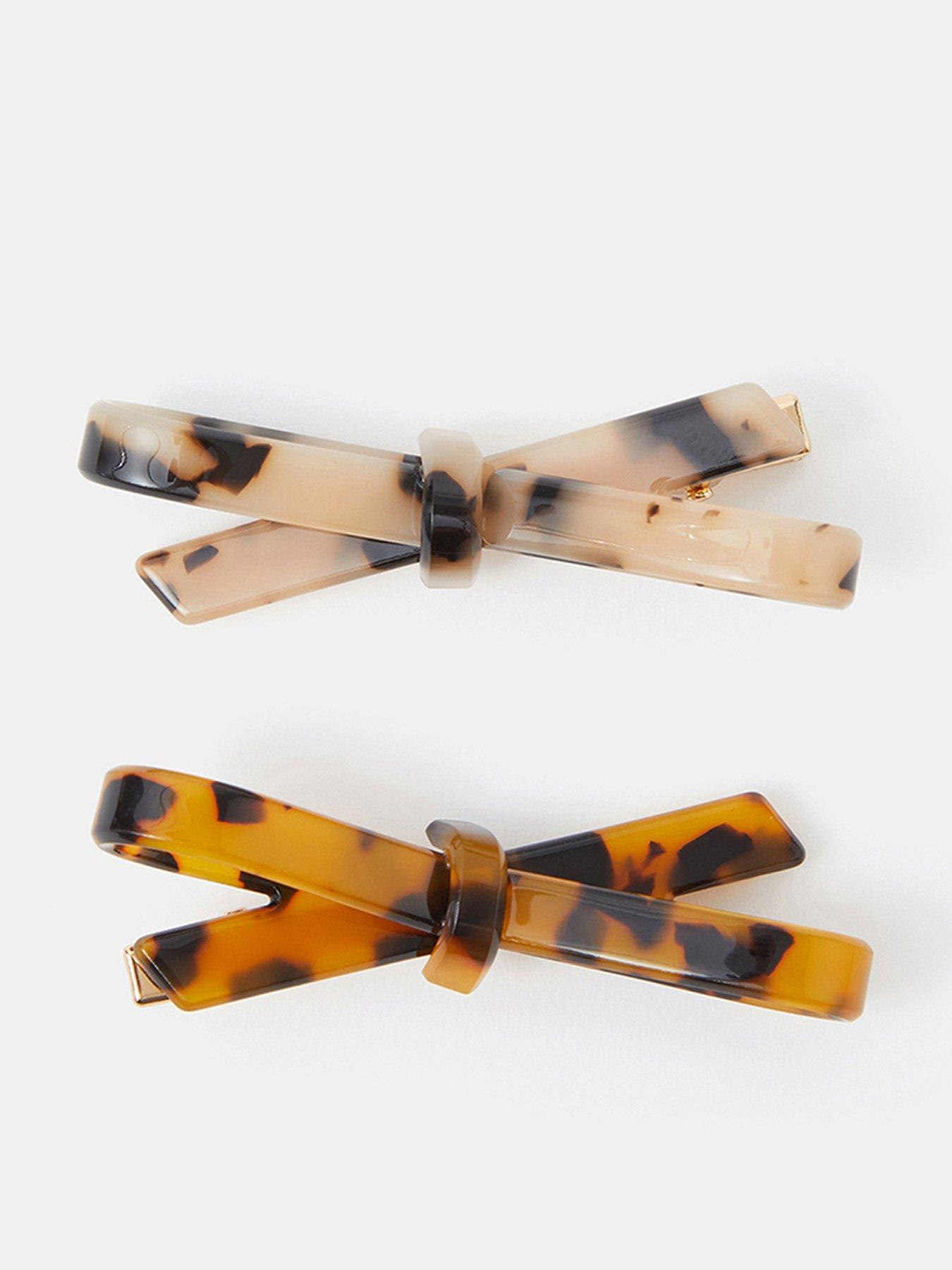 Image 1 of 3 of Accessorize 2 Pack Tort Bow Hair Clips - Brown