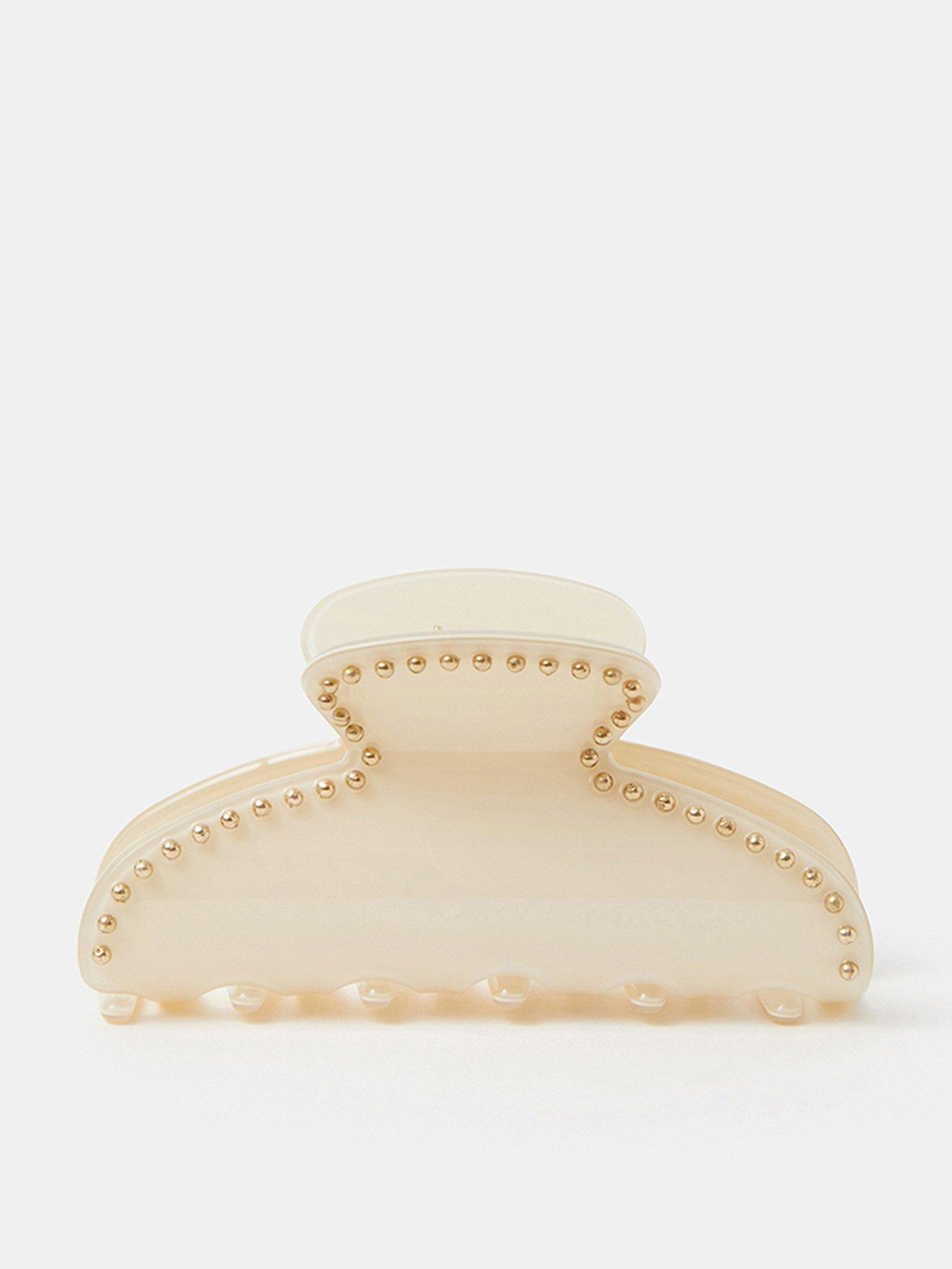 Accessorize Stud Claw Clip - Cream