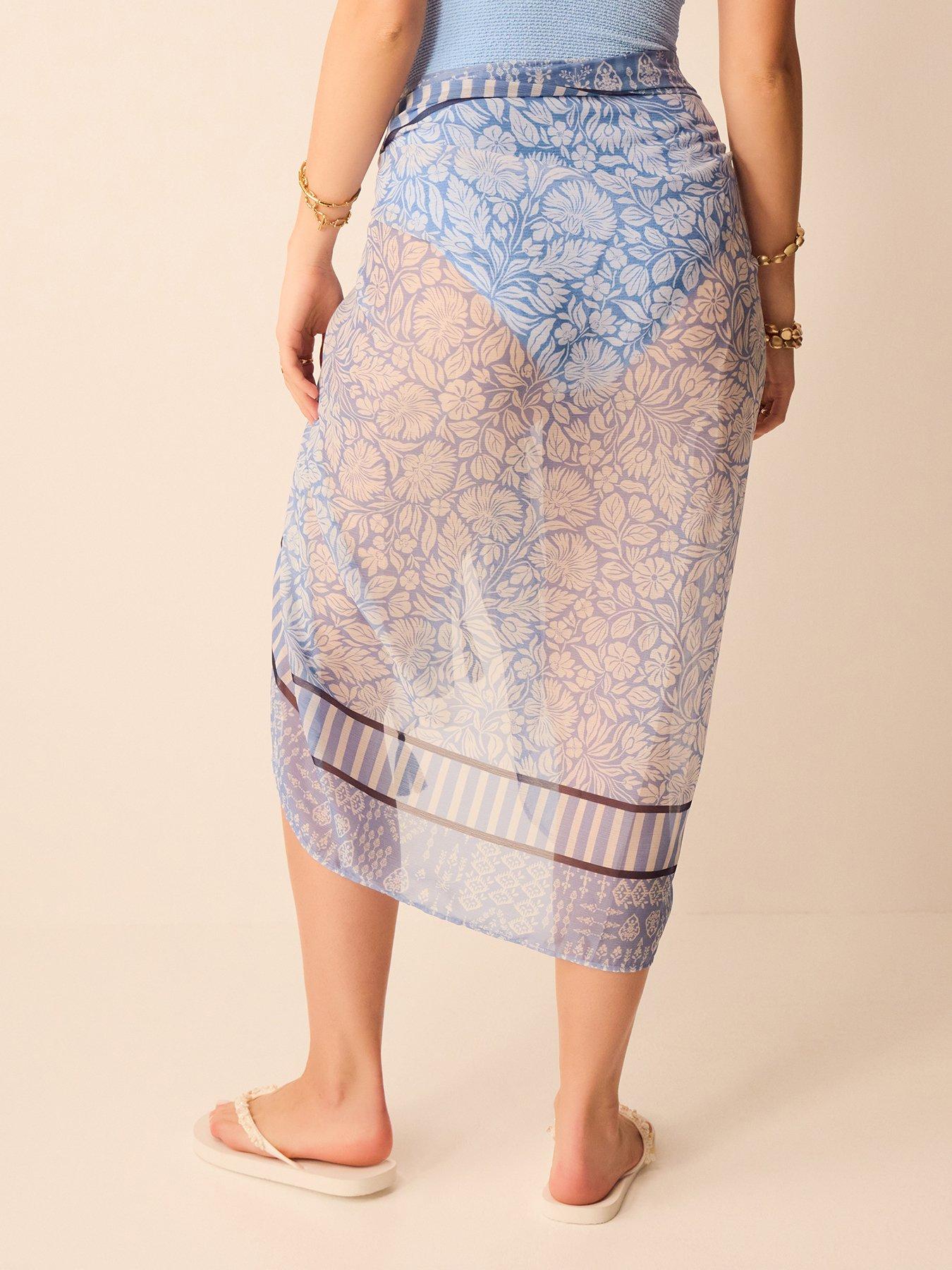 Image 2 of 5 of Accessorize Floral Print Sarong - Blue