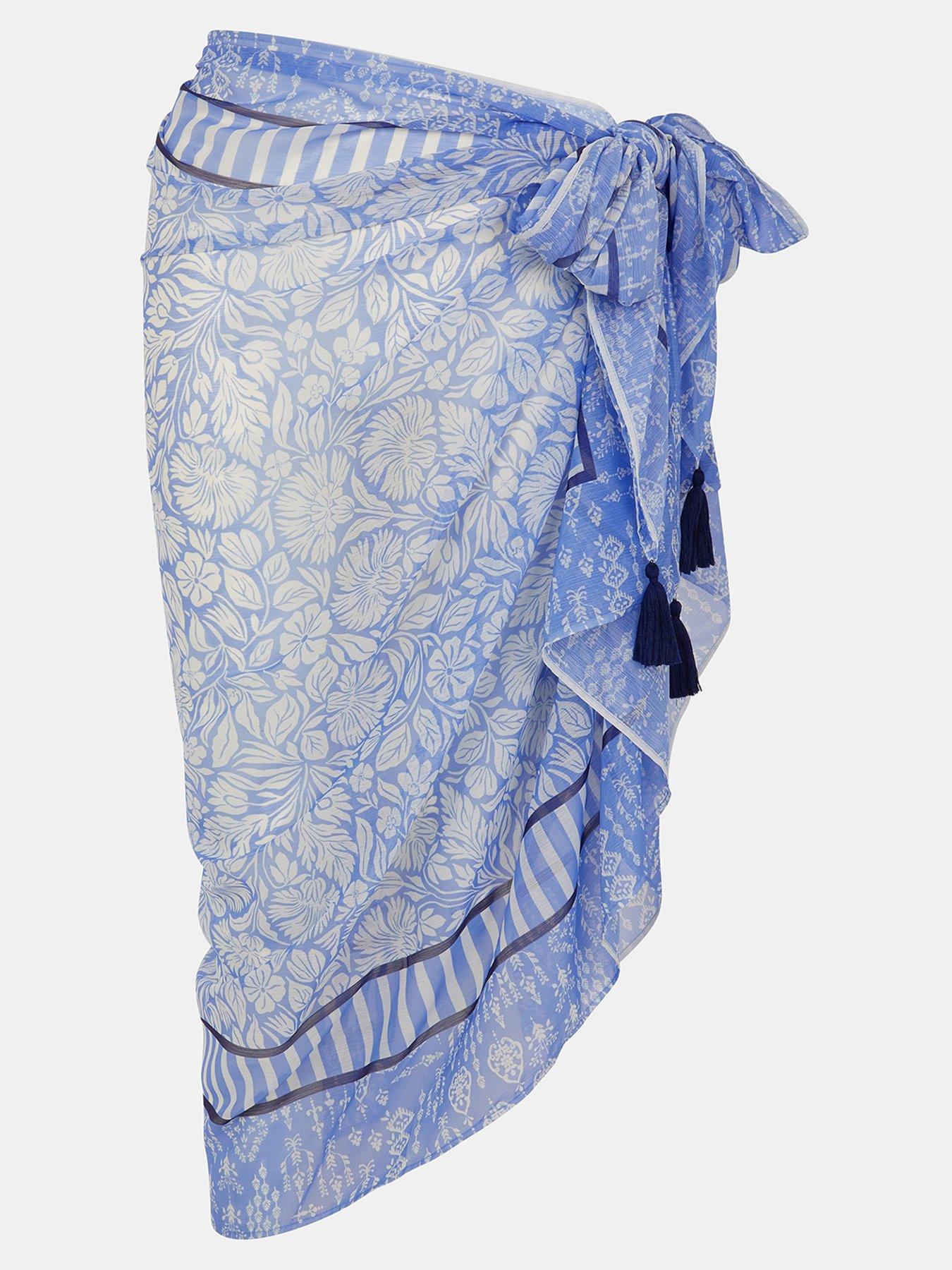 Image 5 of 5 of Accessorize Floral Print Sarong - Blue
