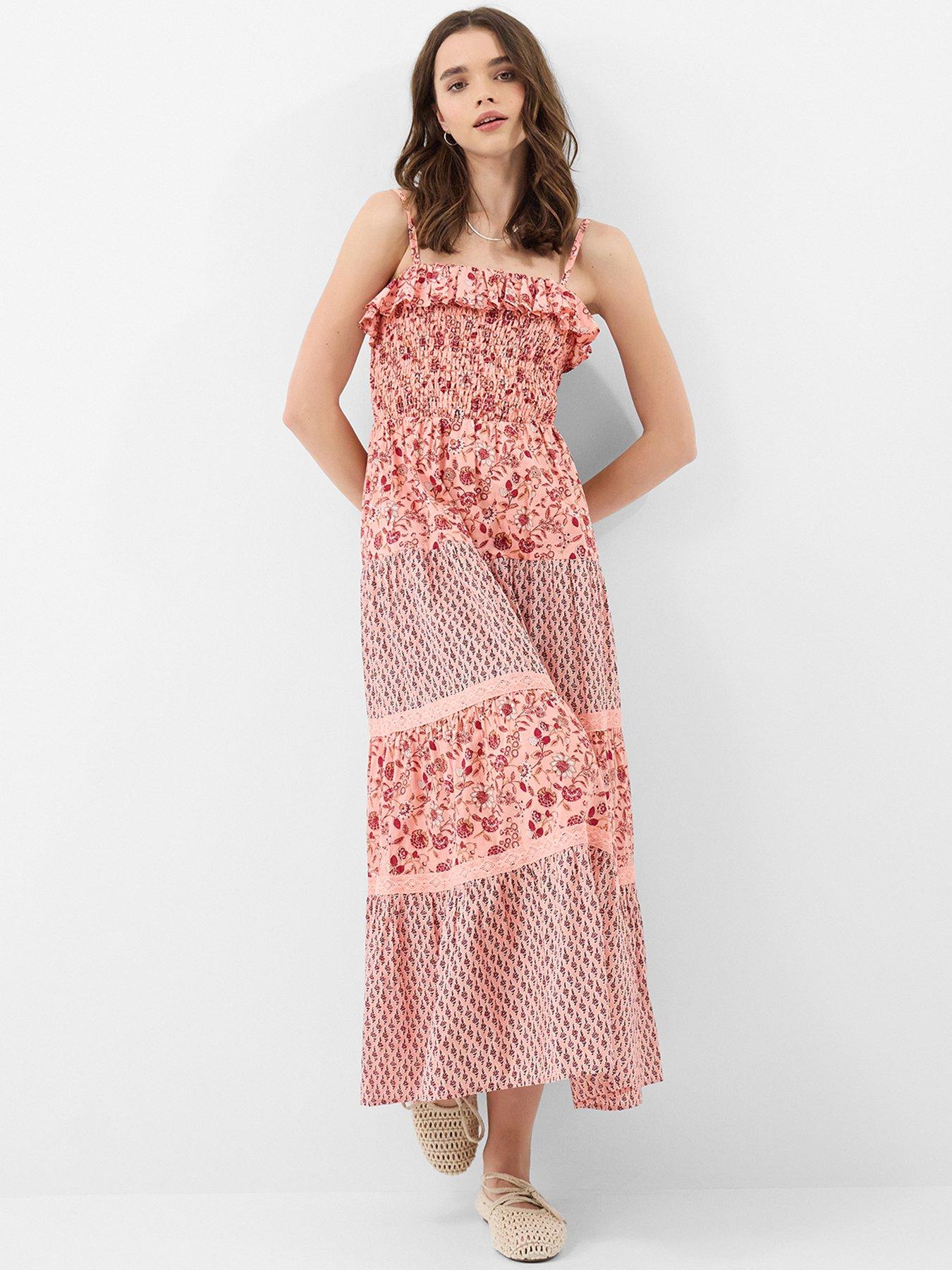 Accessorize Floral Print Smock Maxi Dress - Pink