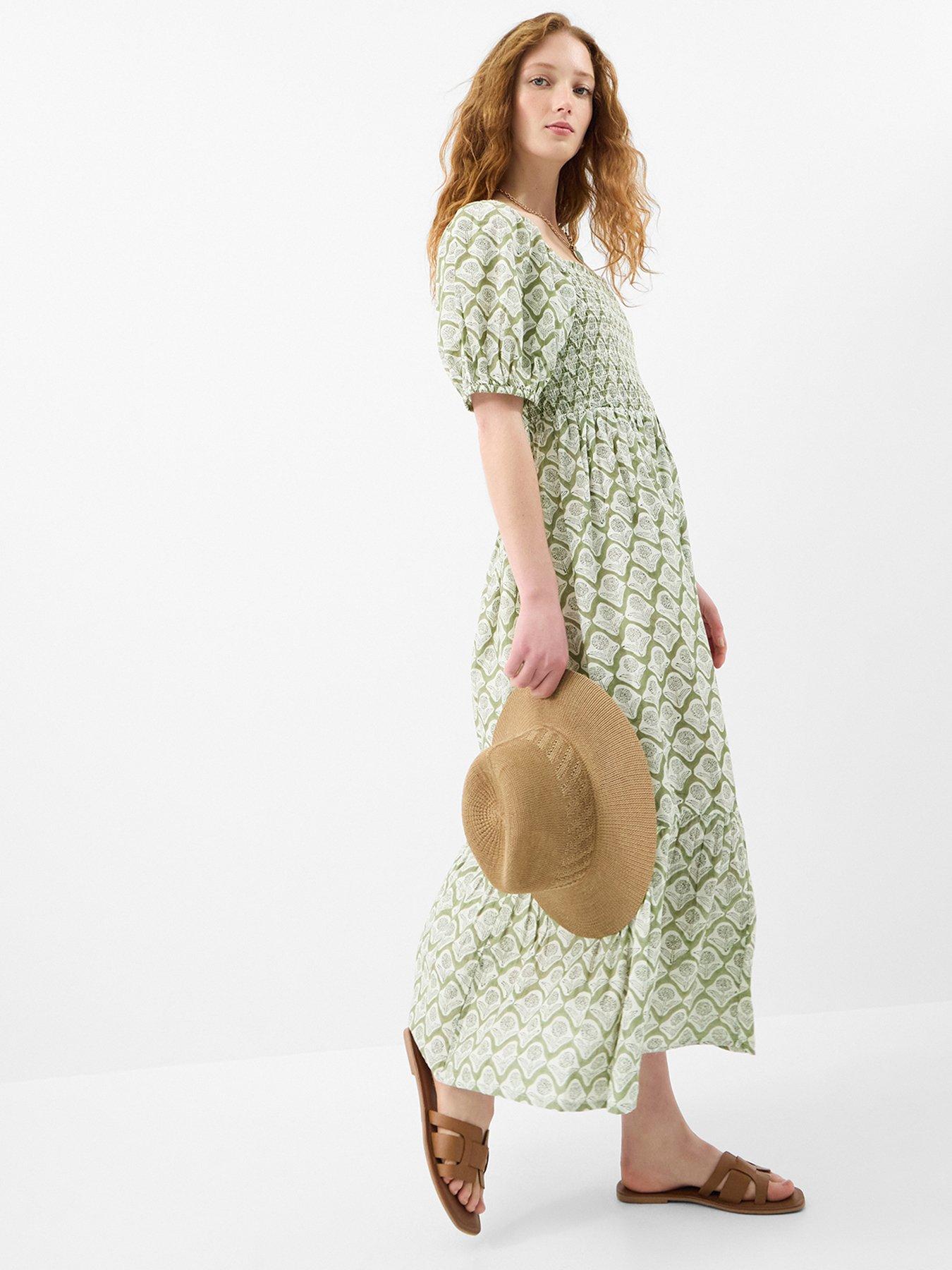 Accessorize Floral Print Puff Sleeve Maxi Dress - Green