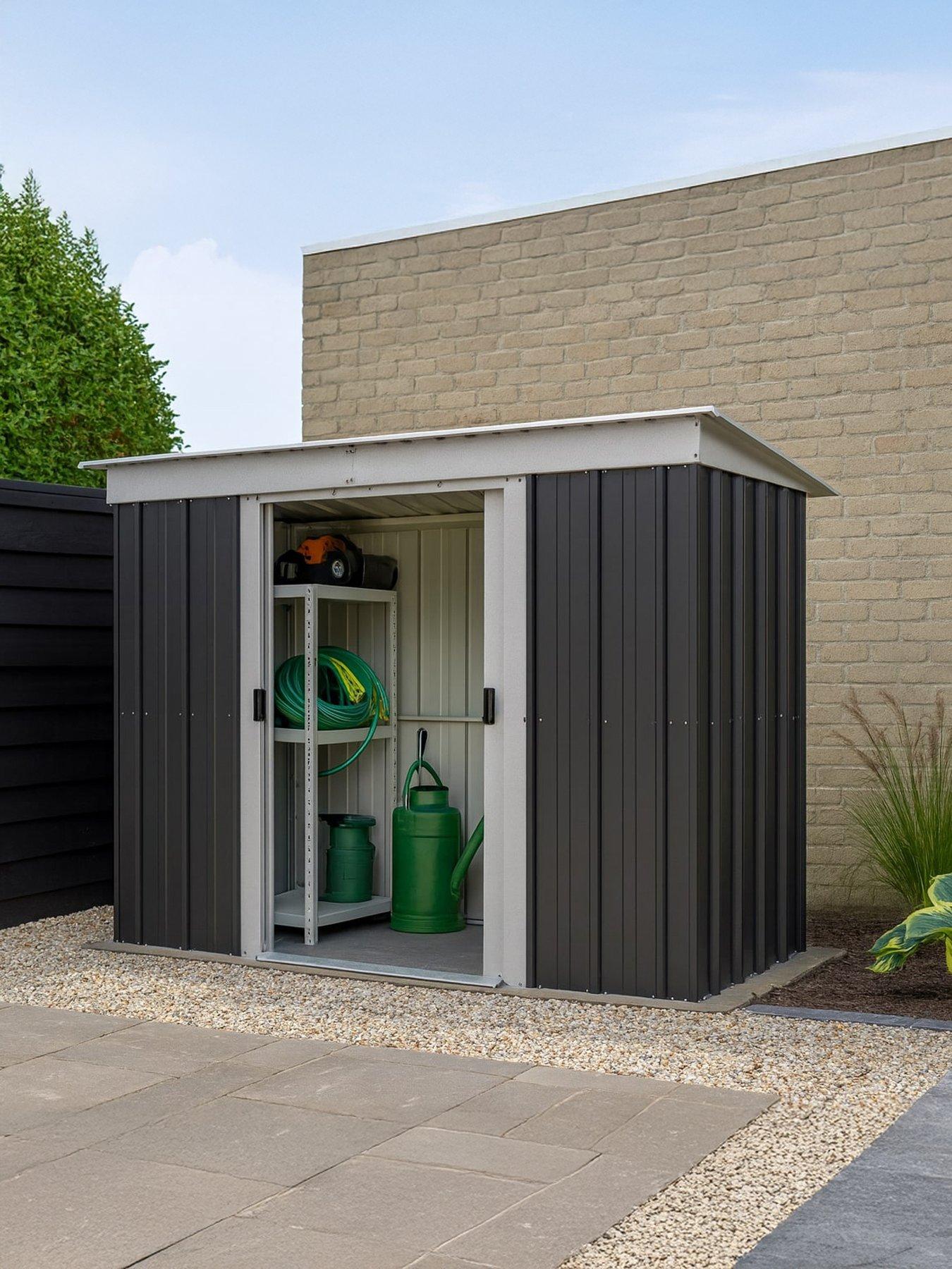 Yardmaster 8Ft & X 4Ft Castleton Pent Roof Metal Shed With Floor Frame