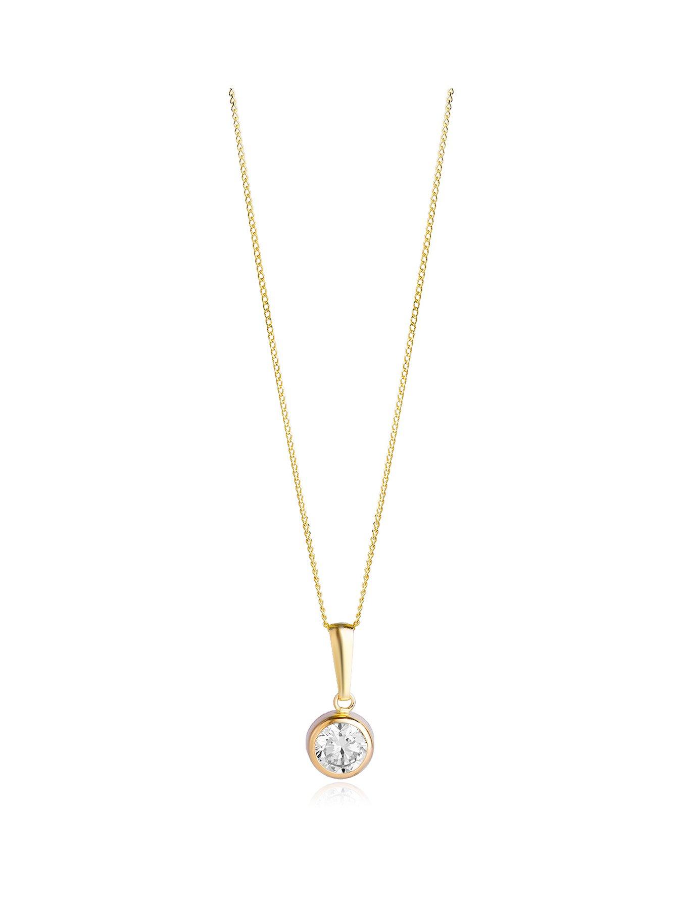 The Love Collection 9ct Gold Yellow Amethyst  Pear Shape Rubover Necklace