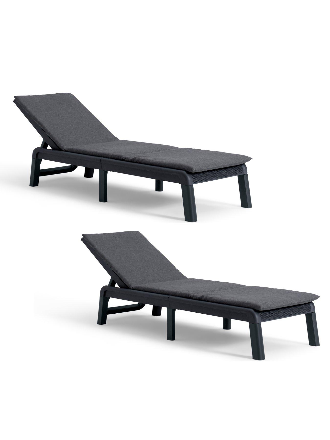 Keter Set Of 2 Atlas Sunlounger, With Cushions