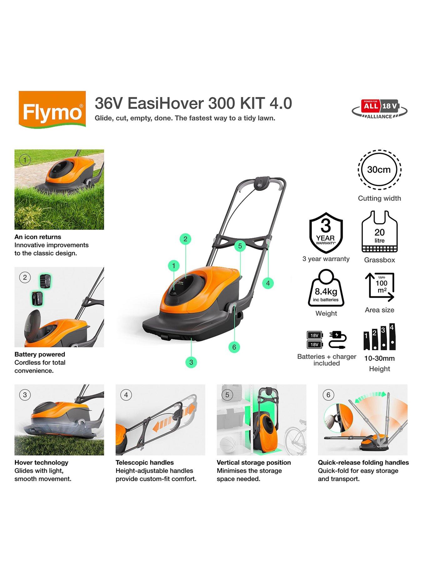 Flymo 36V EasiHover 300 Hover Collect Lawnmower | Very