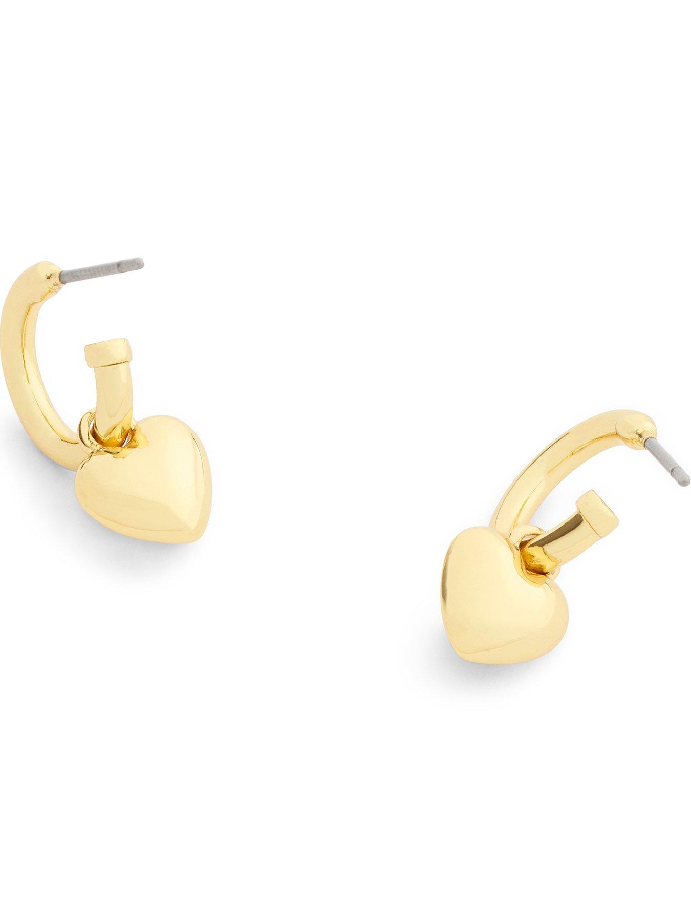 Image 3 of 4 of COACH Enamel C Heart Huggie Earrings - White
