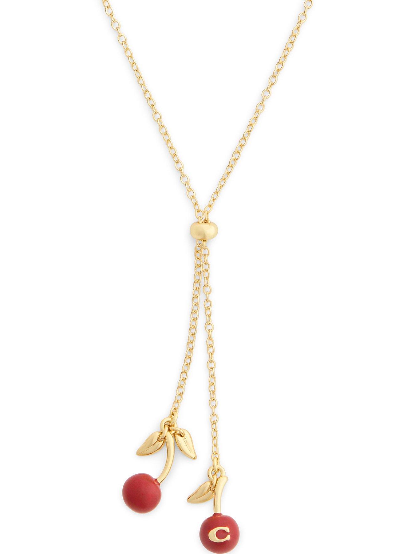 COACH Cherry Slider Pendant Necklace - Red