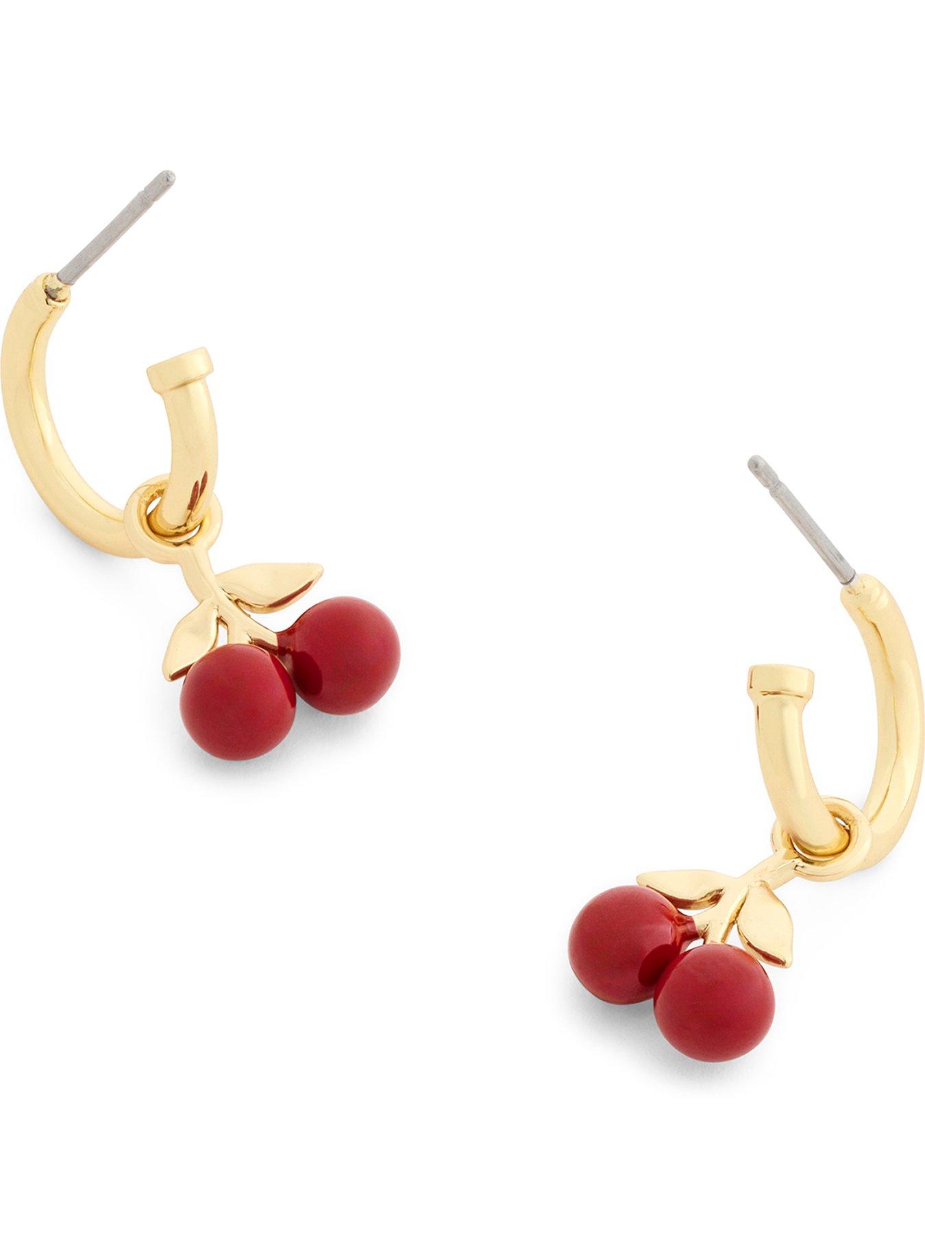 COACH Enamel Cherry Huggie Earrings - Red