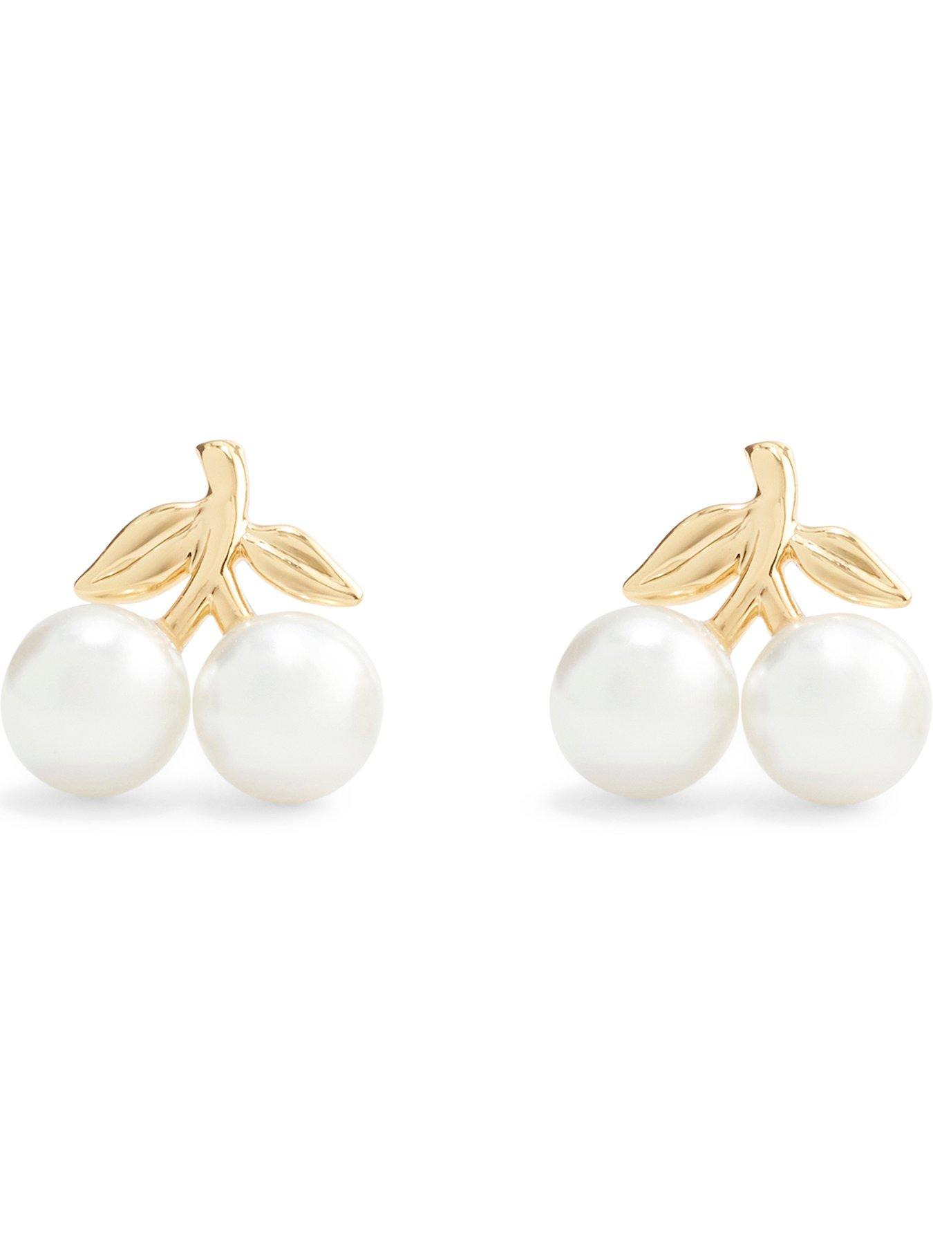 COACH Pearl Cherry Stud Earrings - Cream