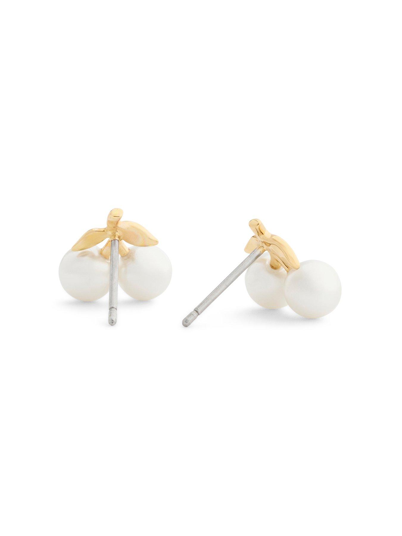 Image 2 of 2 of COACH Pearl Cherry Stud Earrings - Cream