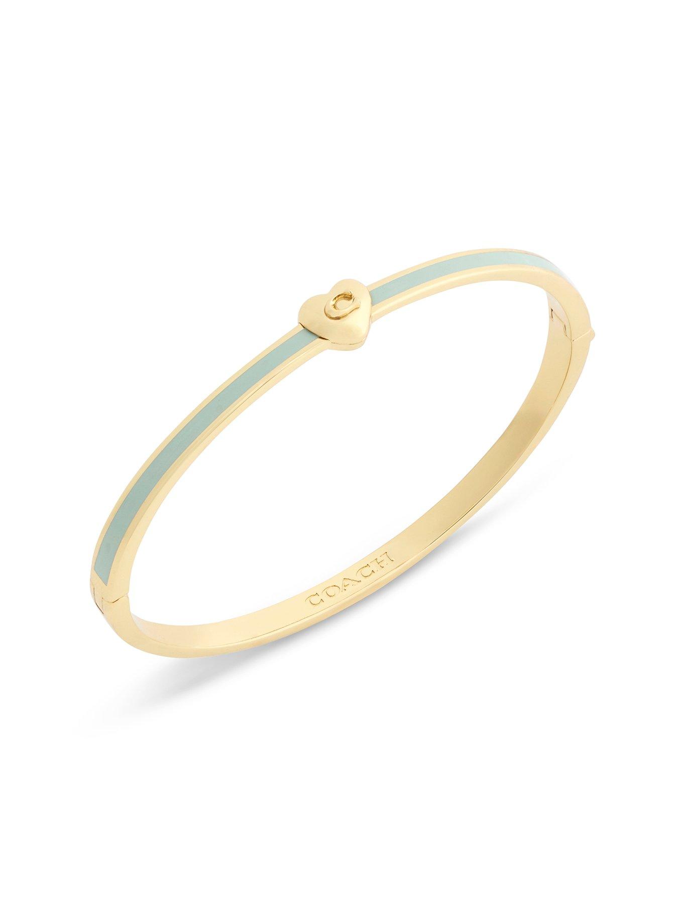 Image 2 of 4 of COACH Heart Enamel Thin Hinged Bangle Boxed - Green