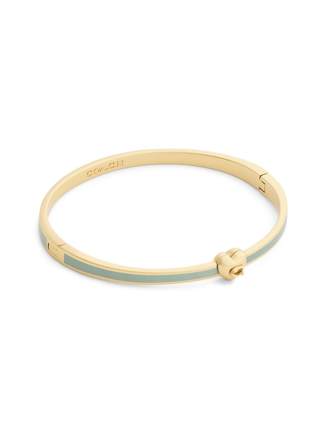 Image 4 of 4 of COACH Heart Enamel Thin Hinged Bangle Boxed - Green