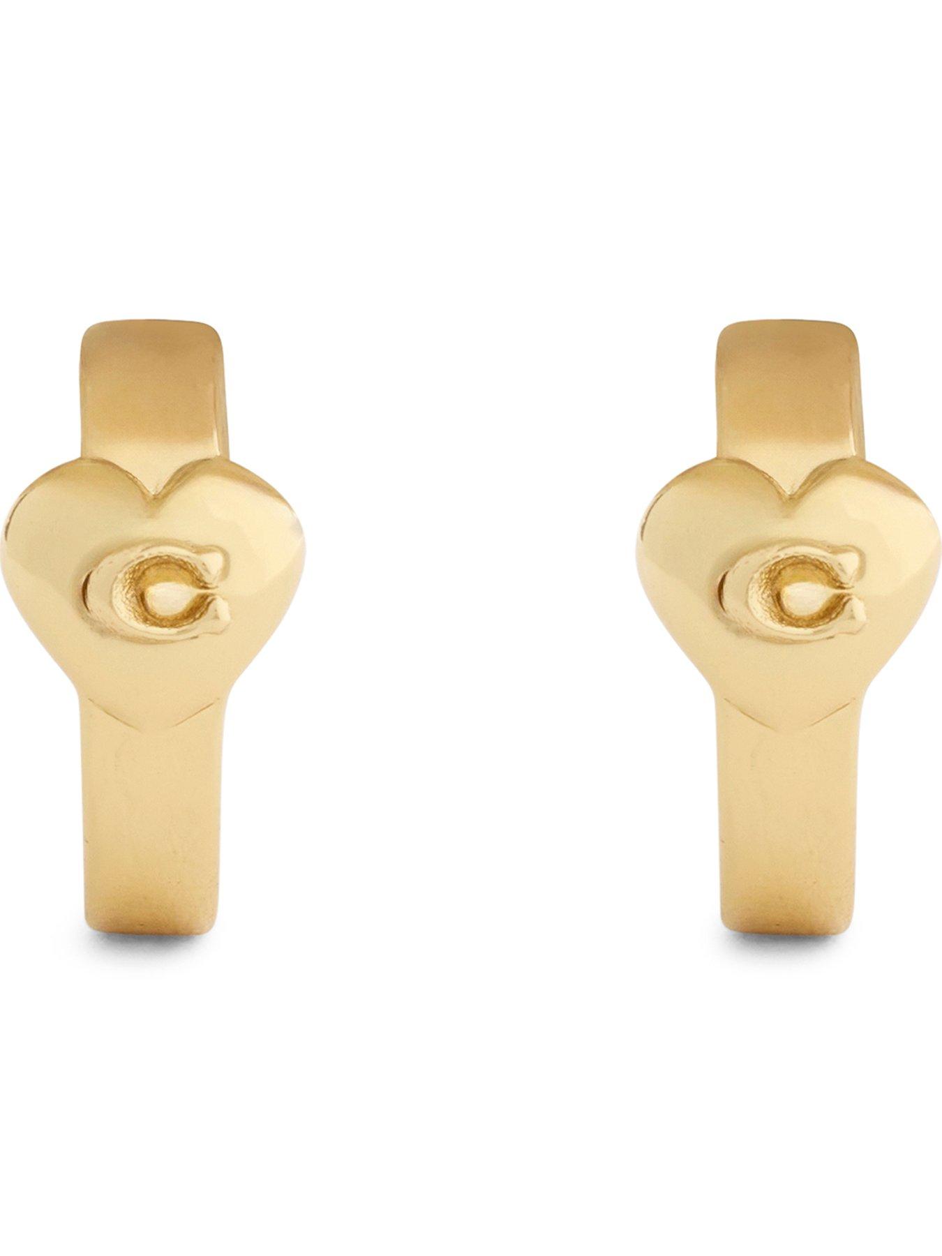 COACH Heart Huggie Earrings - Gold Toned