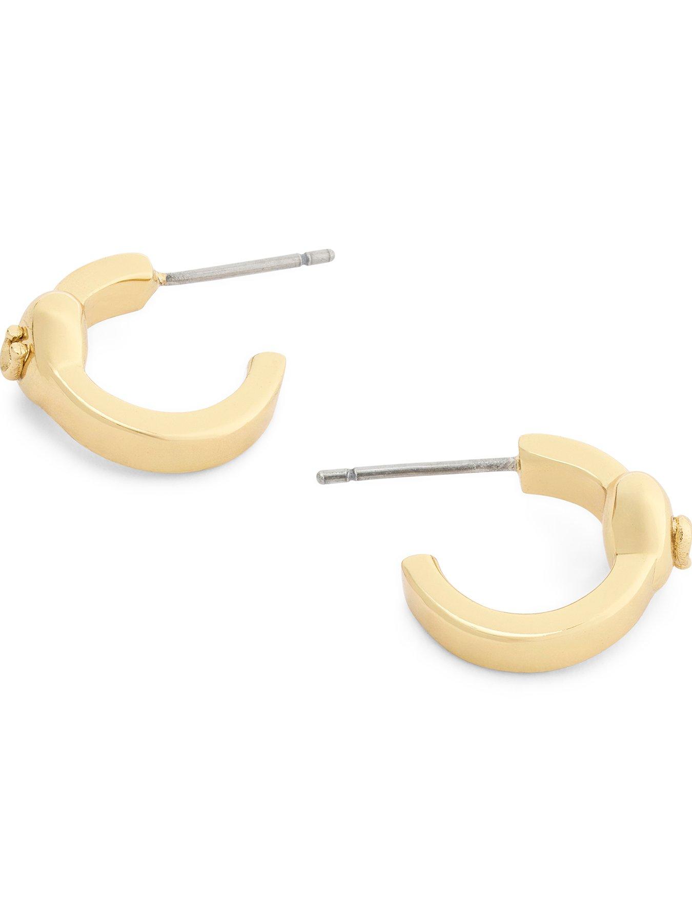 Image 3 of 4 of COACH Heart Huggie Earrings - Gold Toned
