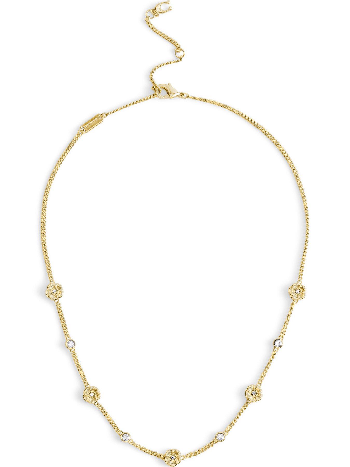 COACH Textured Tearose Short Station Necklace - Gold