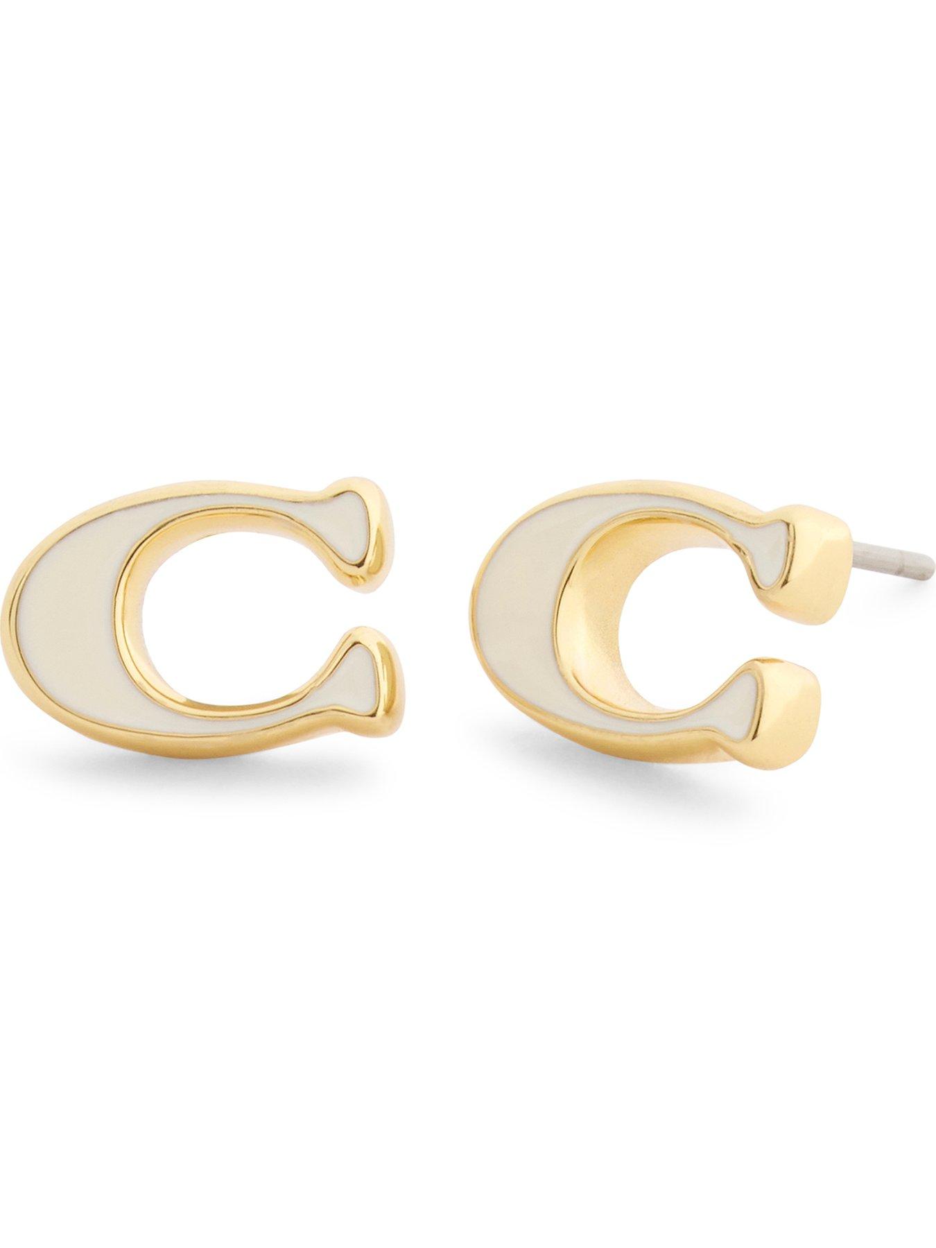 COACH Enamel C Stud Earrings - Cream