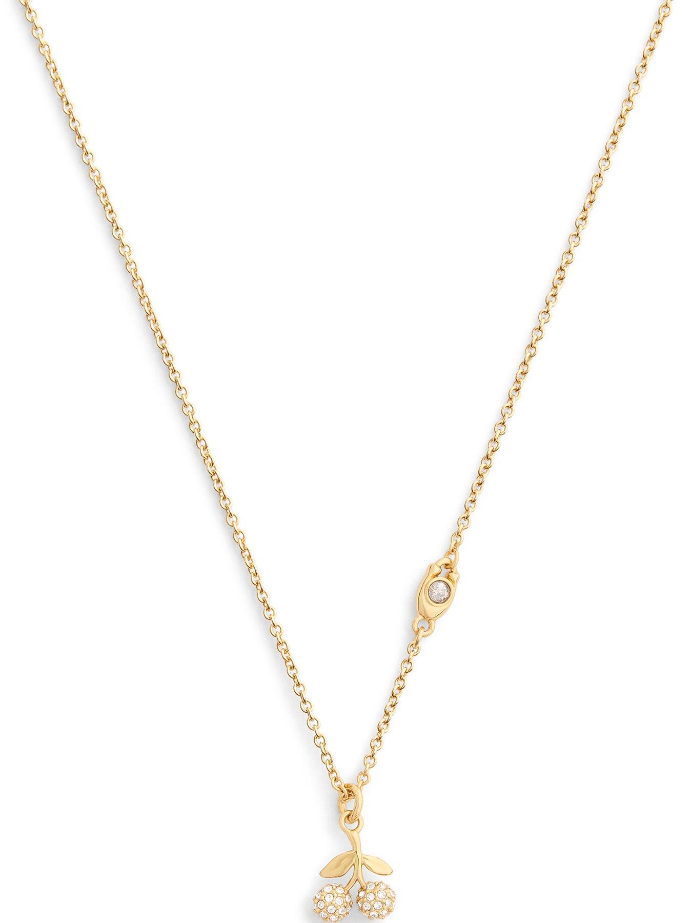 COACH Crystal Cherry Charm Necklace - Gold