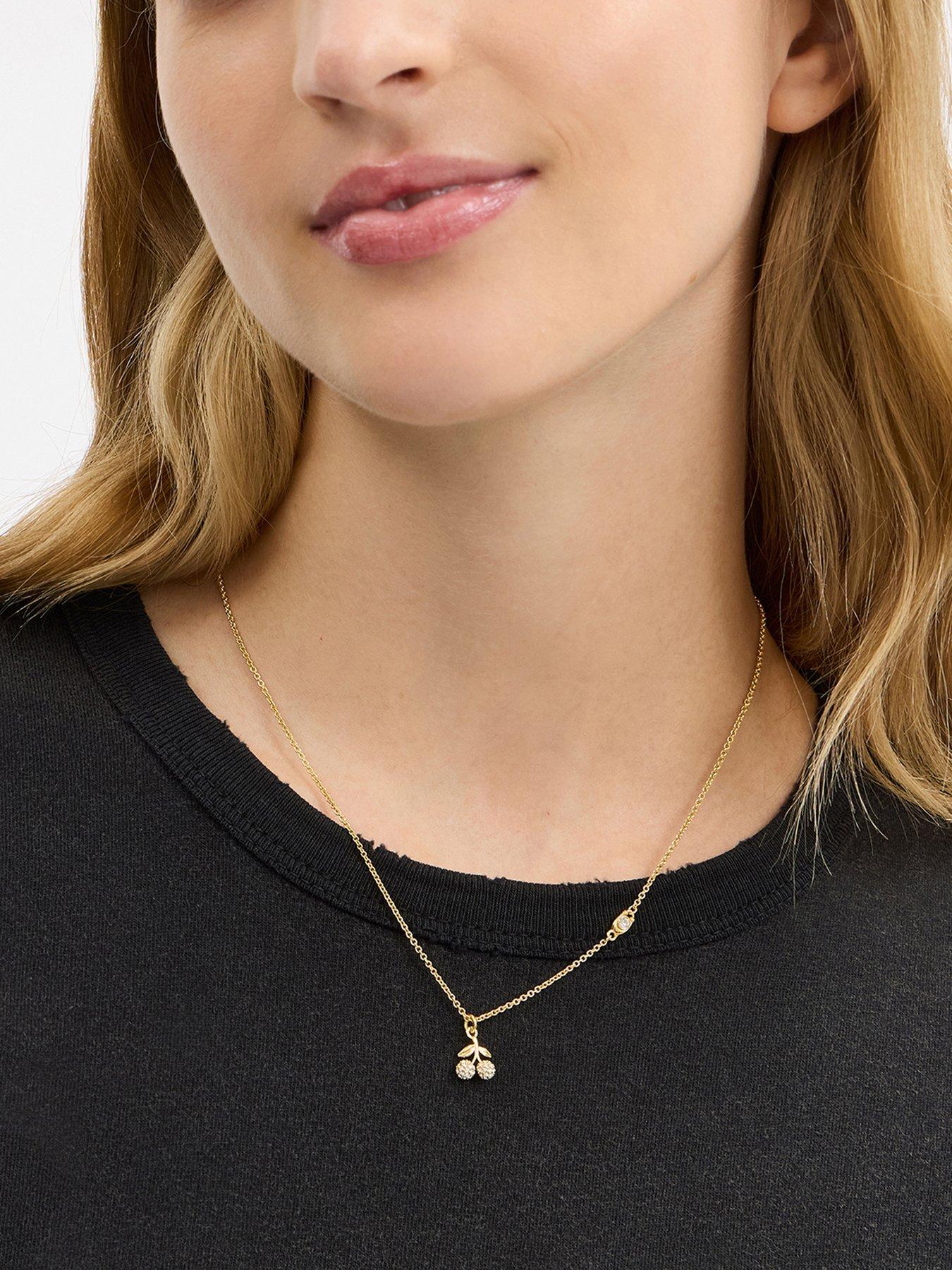 Image 2 of 4 of COACH Crystal Cherry Charm Necklace - Gold