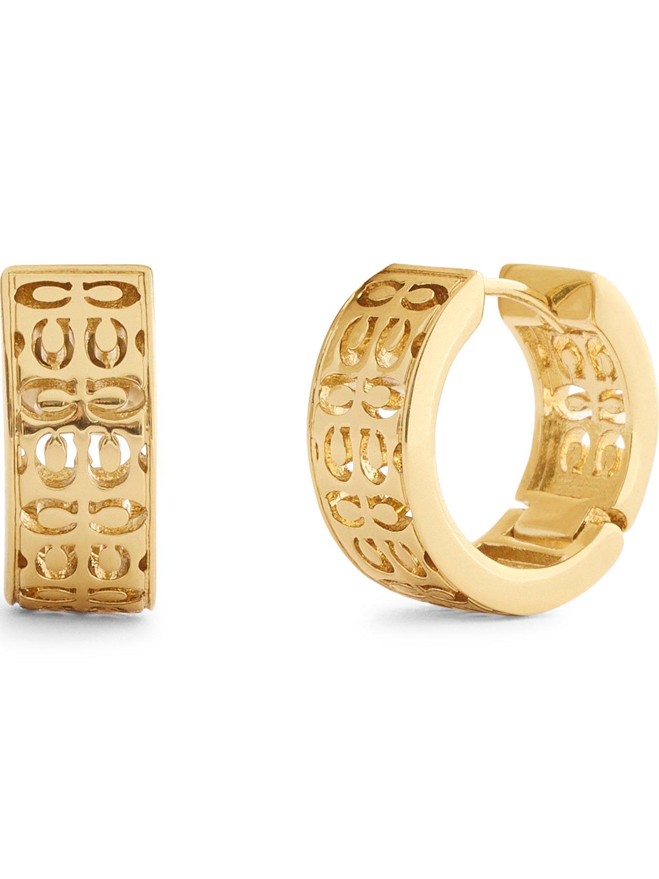 COACH Quilted C Huggie Earrings - Gold