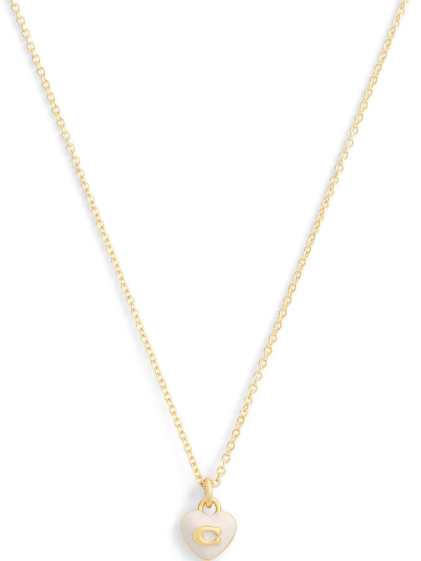 COACH Enamel C Heart Necklace - White