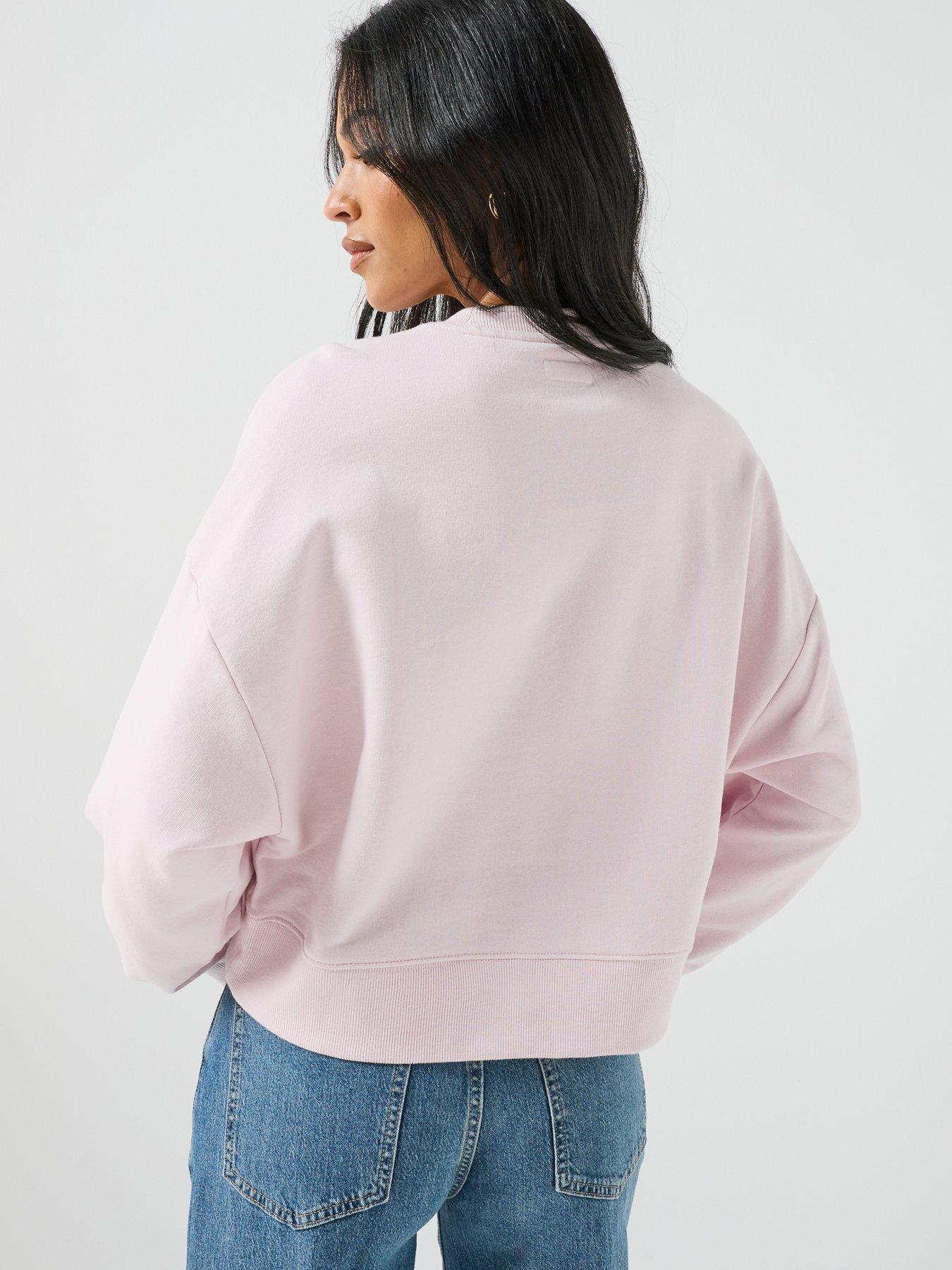 Image 2 of 5 of Guess Jeans GJ Drop Shoulder Cropped Sweatshirt - Pink