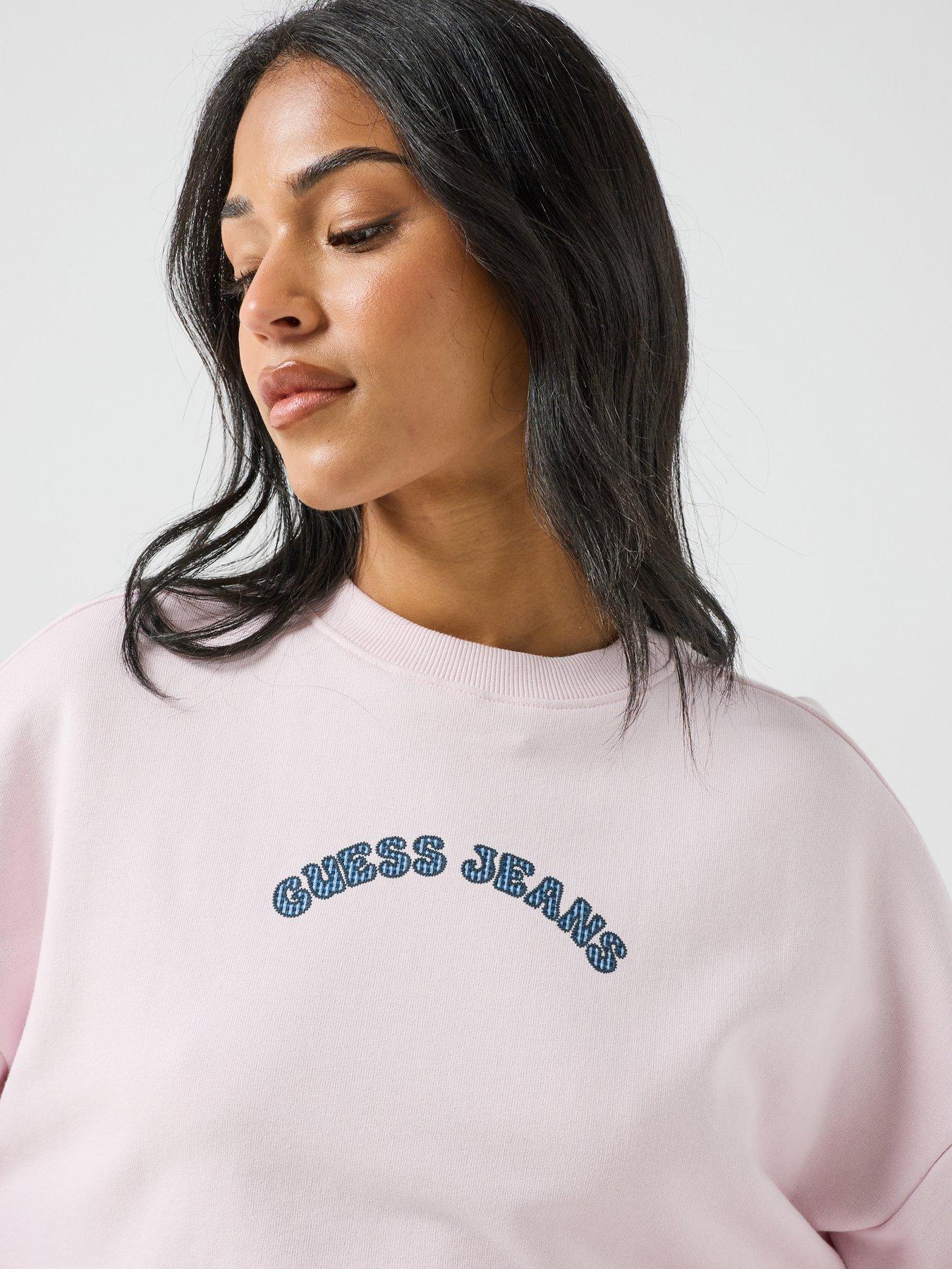 Image 5 of 5 of Guess Jeans GJ Drop Shoulder Cropped Sweatshirt - Pink