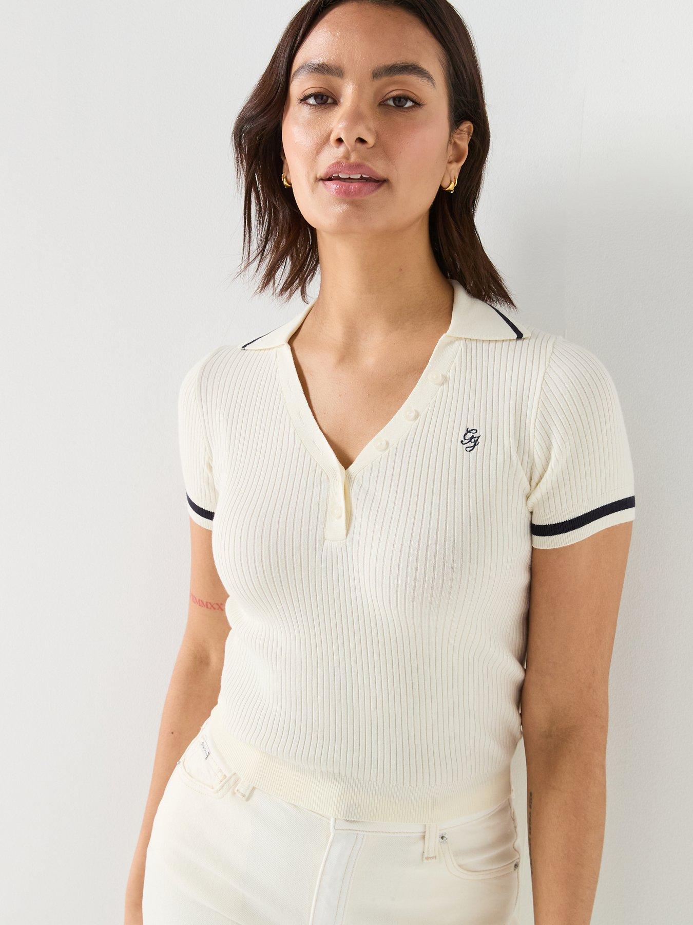 Guess Jeans GJ Short Sleeve Rib Polo T-Shirt- White