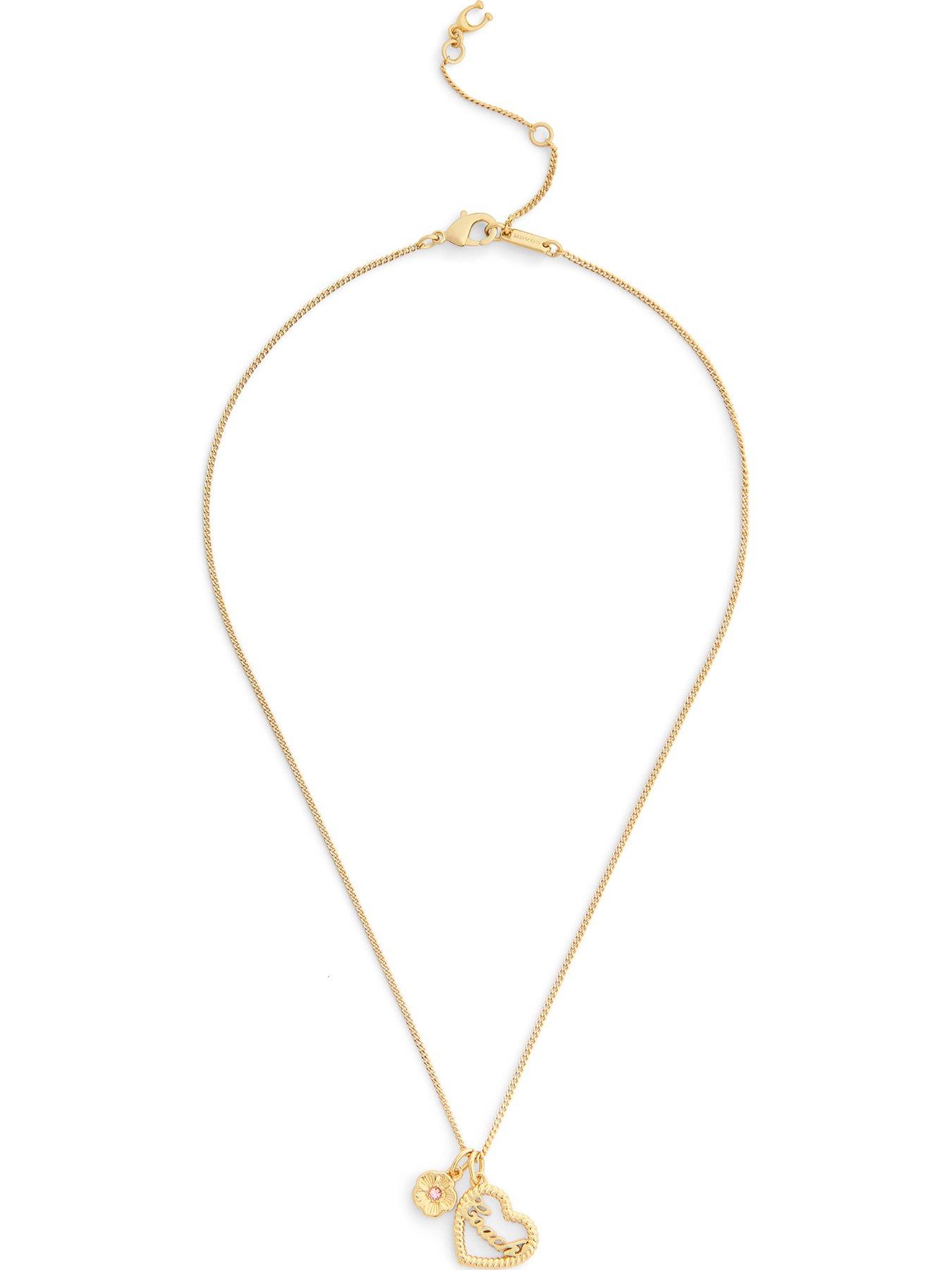 COACH Heart  &  Flower Necklace - Gold