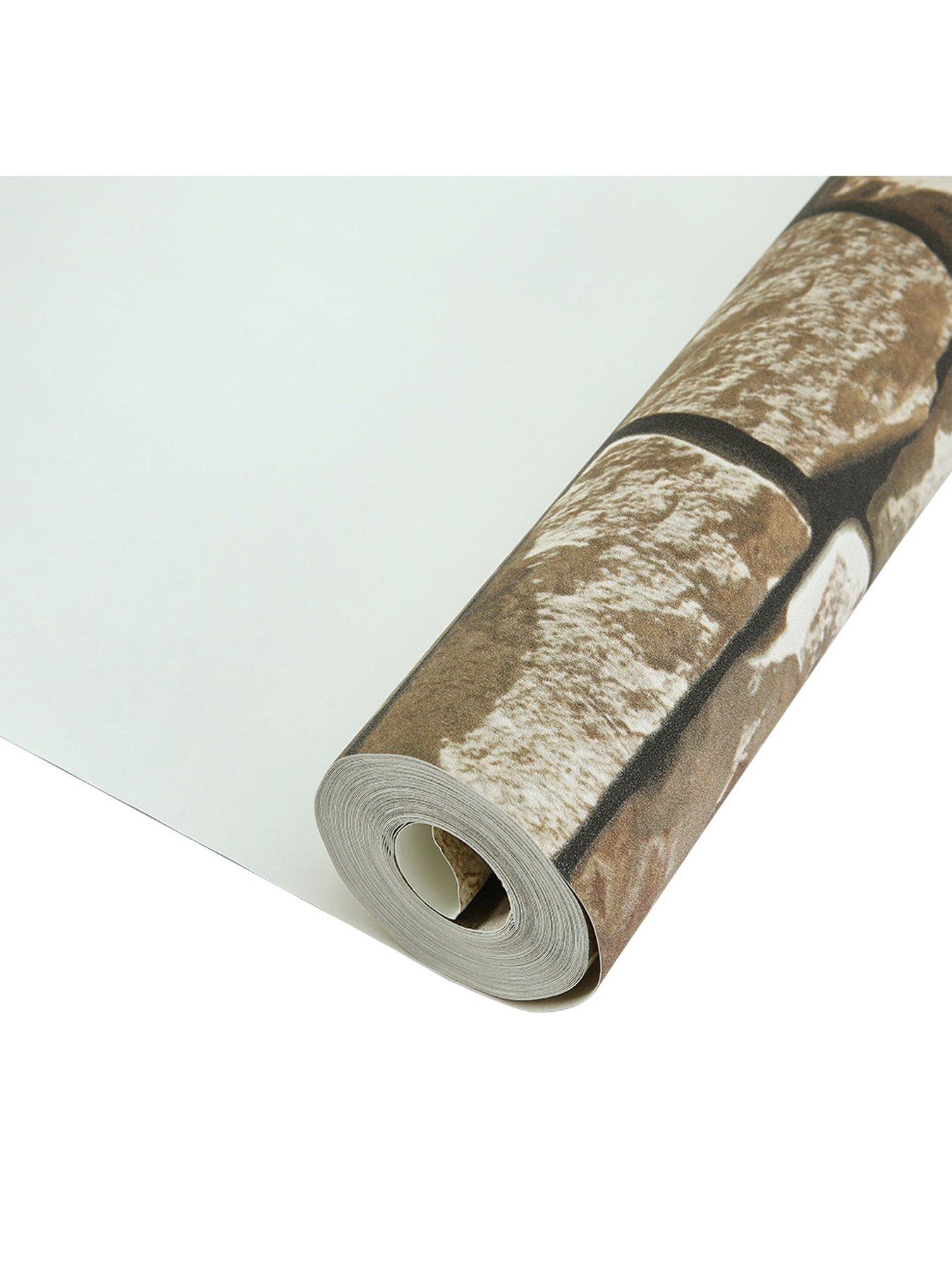 Living and Home 9.5m Rustic Stone Brick Textured PVC Wallpaper | Very