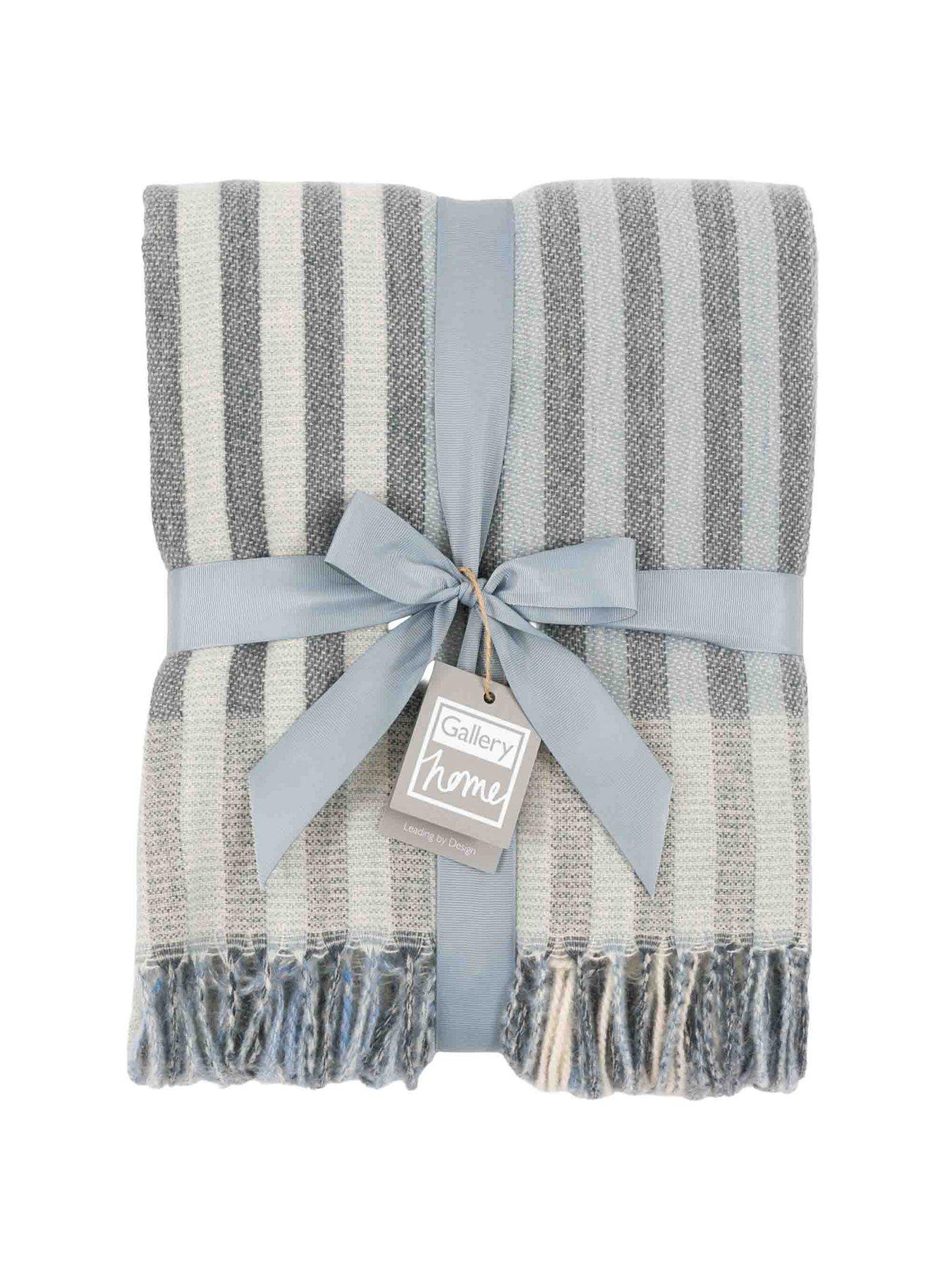 Gallery Direct Stripe Faux Cashmere 4 way ribbon  &  swing tag Throw